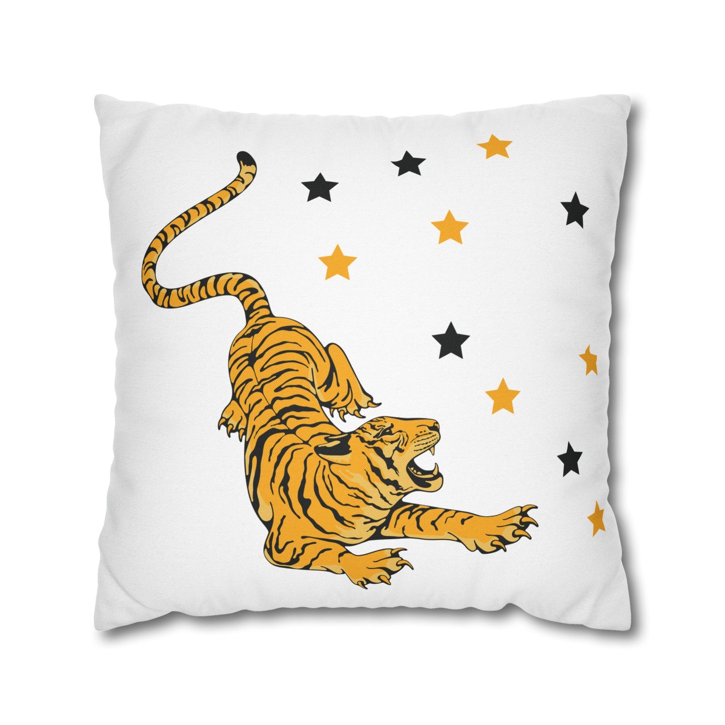 White Tiger Star Night Pillow Cover