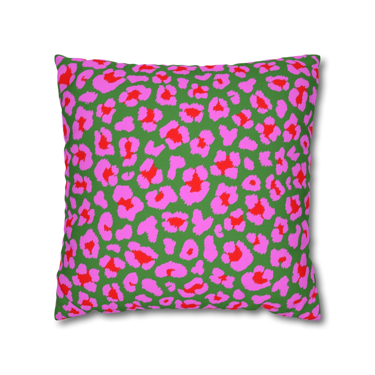 Green and Pink Leopard Print Pillow Cover