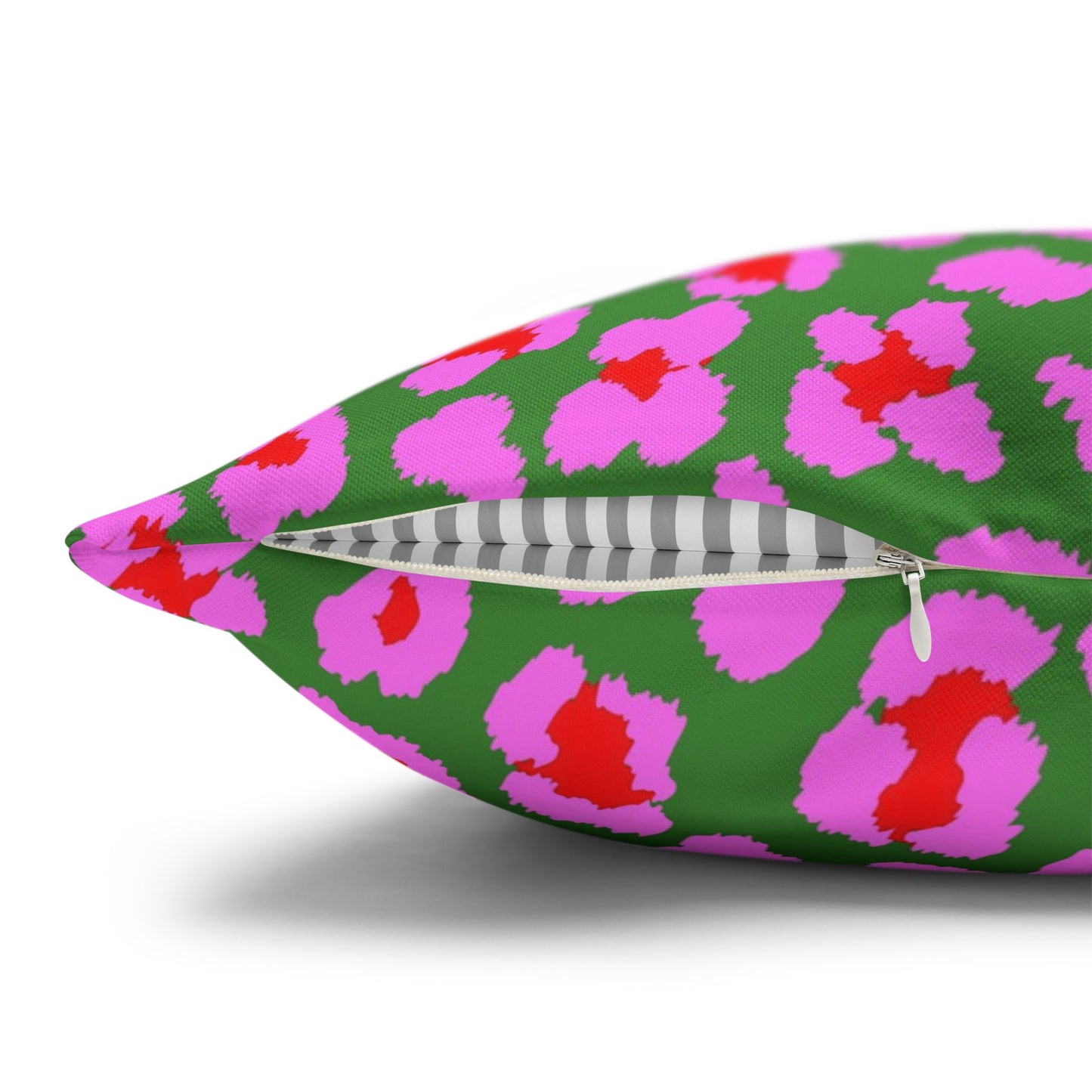 Green and Pink Leopard Print Pillow Cover