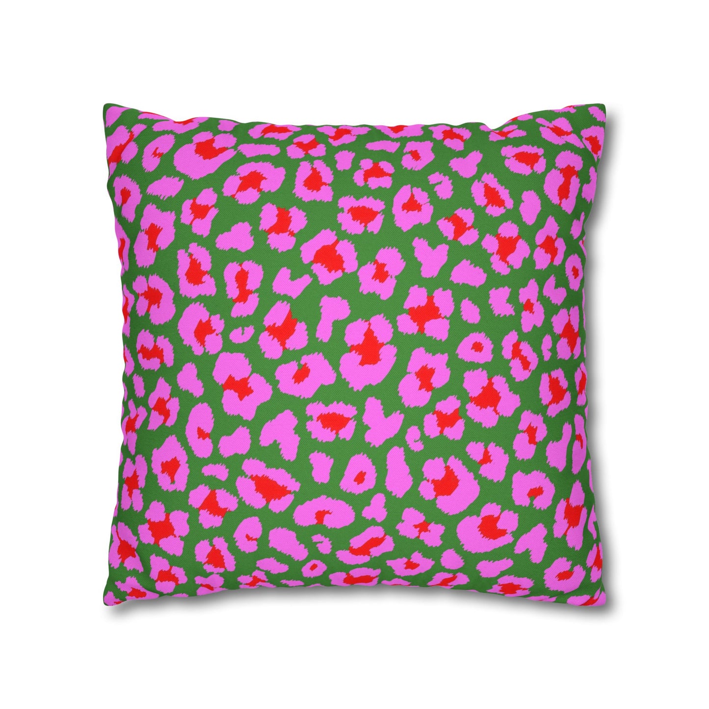 Green and Pink Leopard Print Pillow Cover