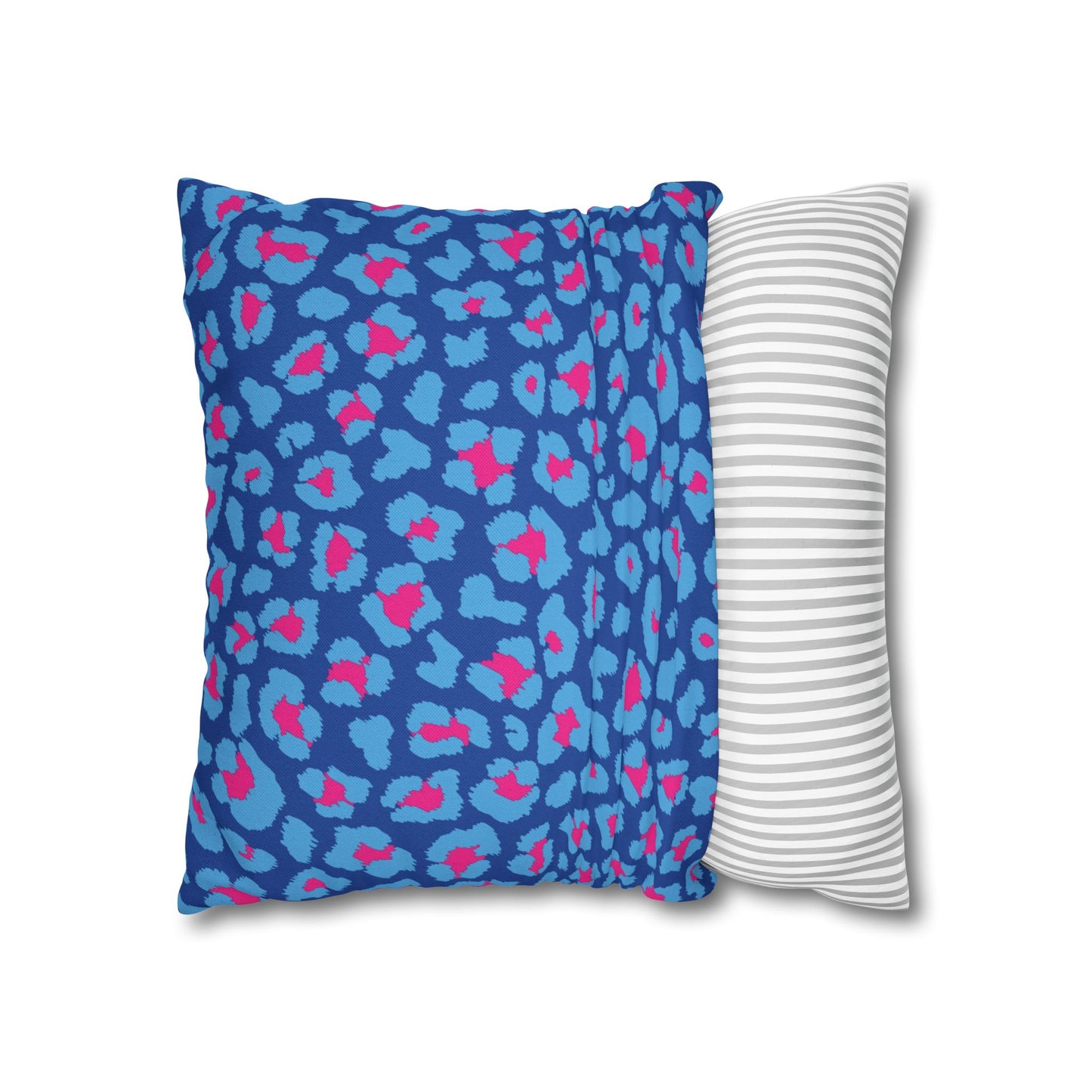Blue's and Pink Leopard Print Pillow Cover