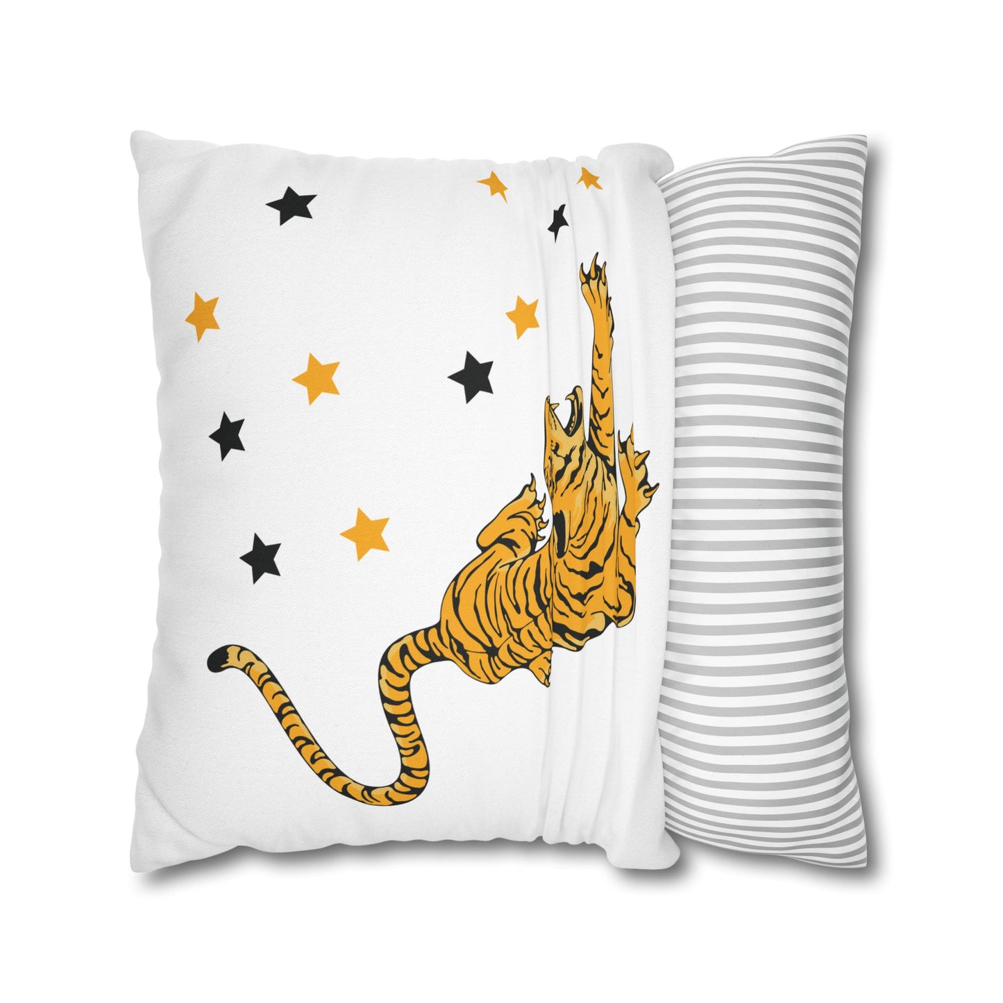 White Tiger Star Night Pillow Cover