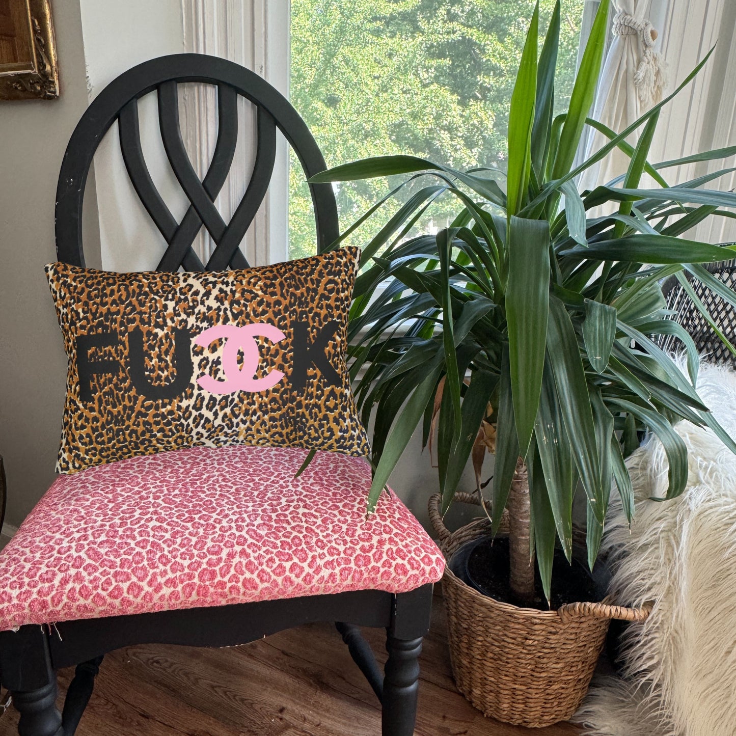 Pink FUCK Leopard Pillow