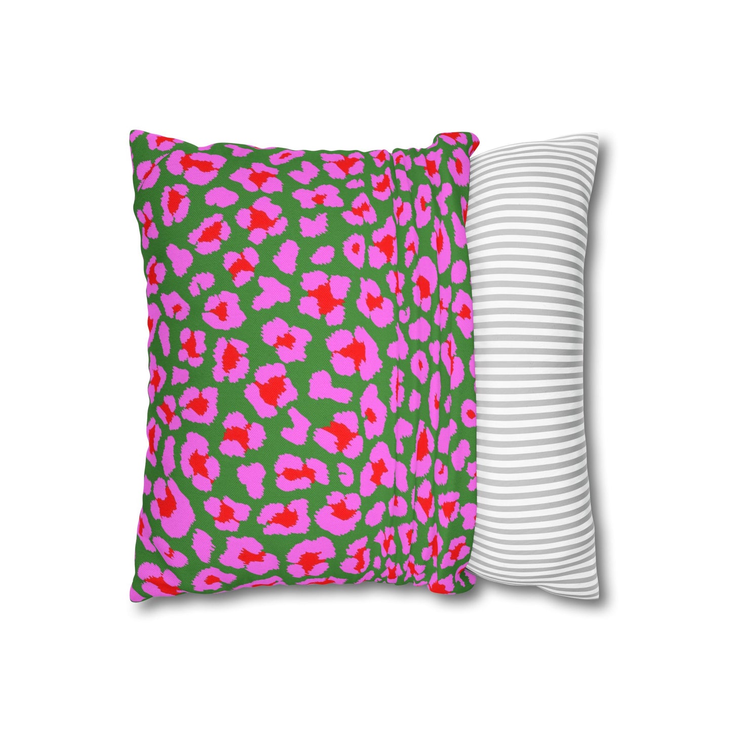 Green and Pink Leopard Print Pillow Cover