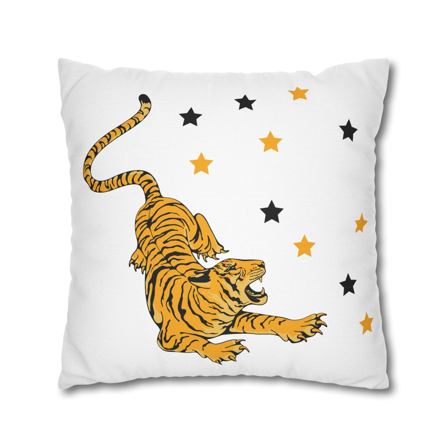 White Tiger Star Night Pillow Cover