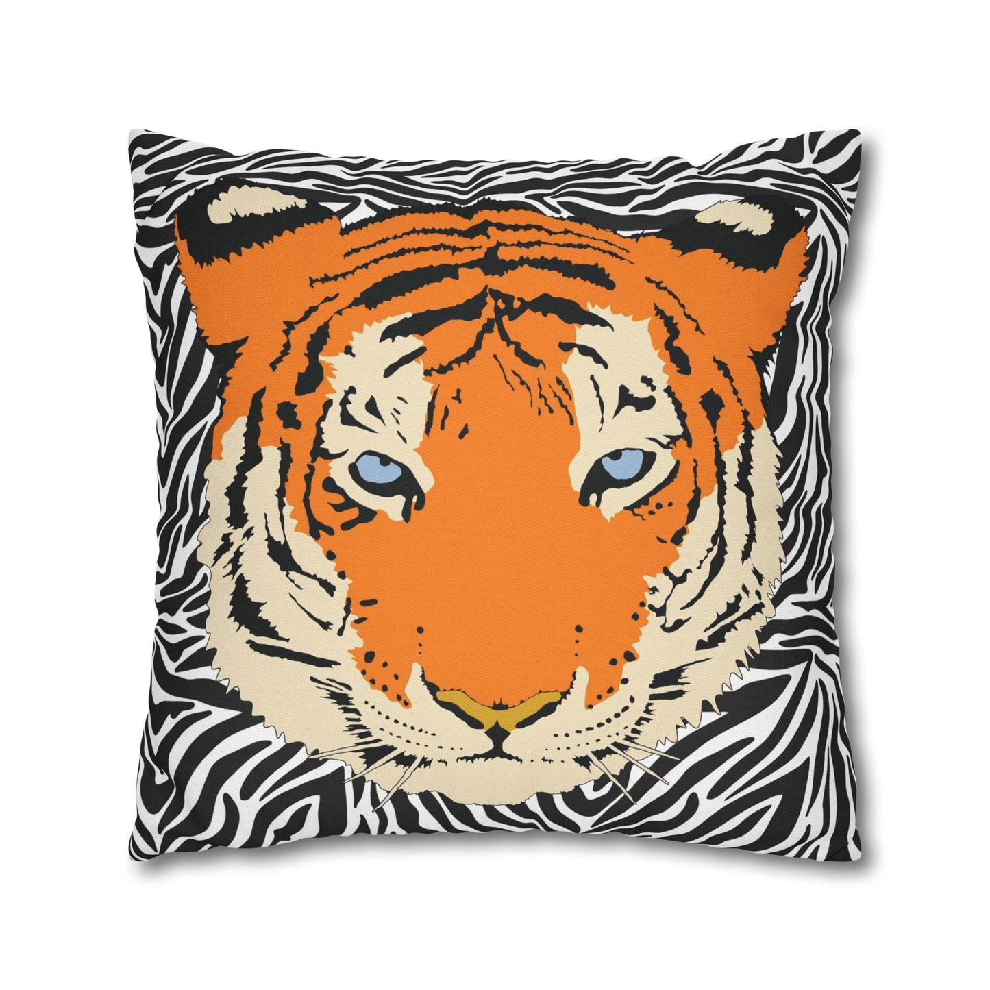 Tiger & Black Tiger Stripes Throw Pillow Cover