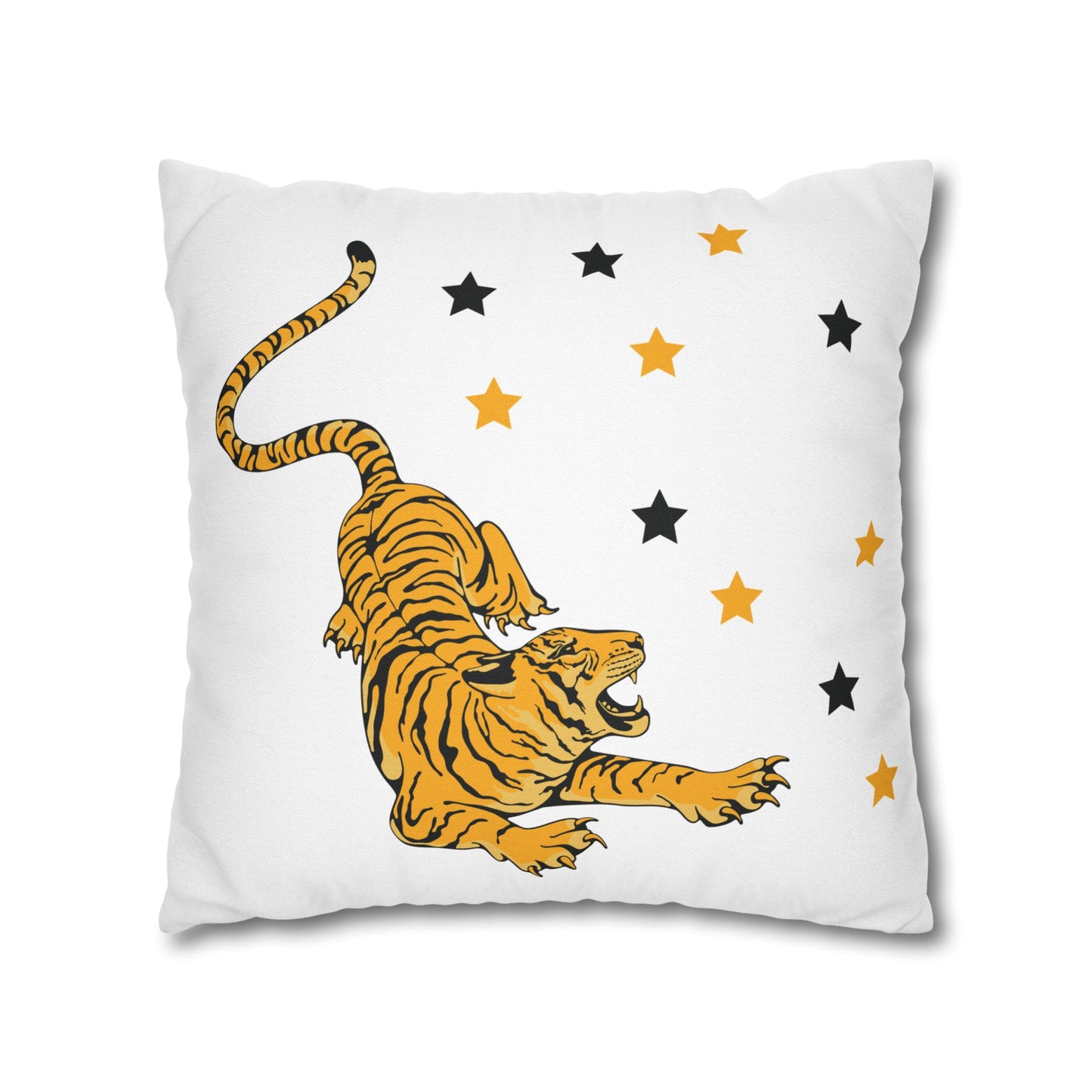 White Tiger Star Night Pillow Cover