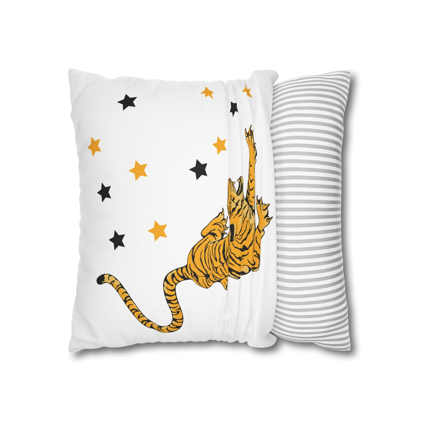 White Tiger Star Night Pillow Cover