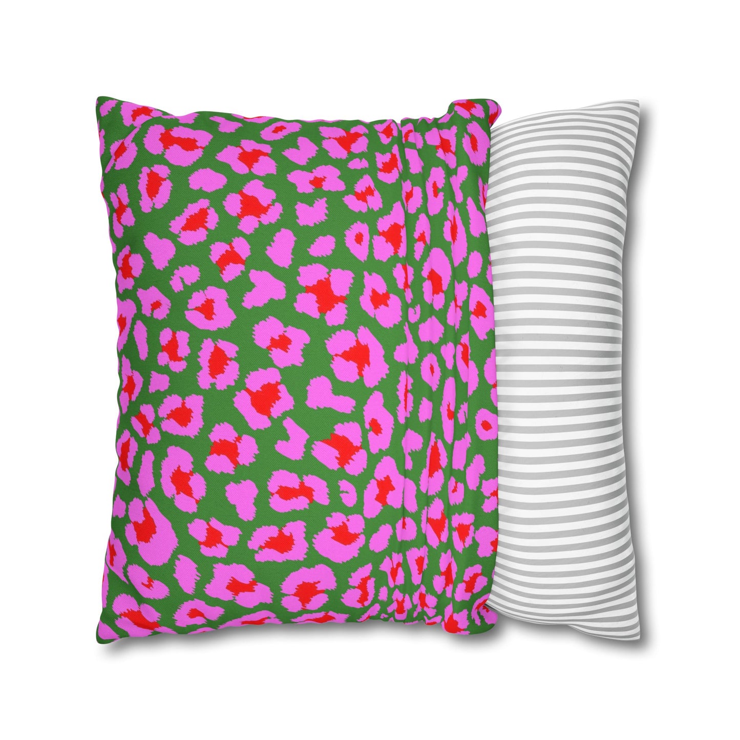 Green and Pink Leopard Print Pillow Cover