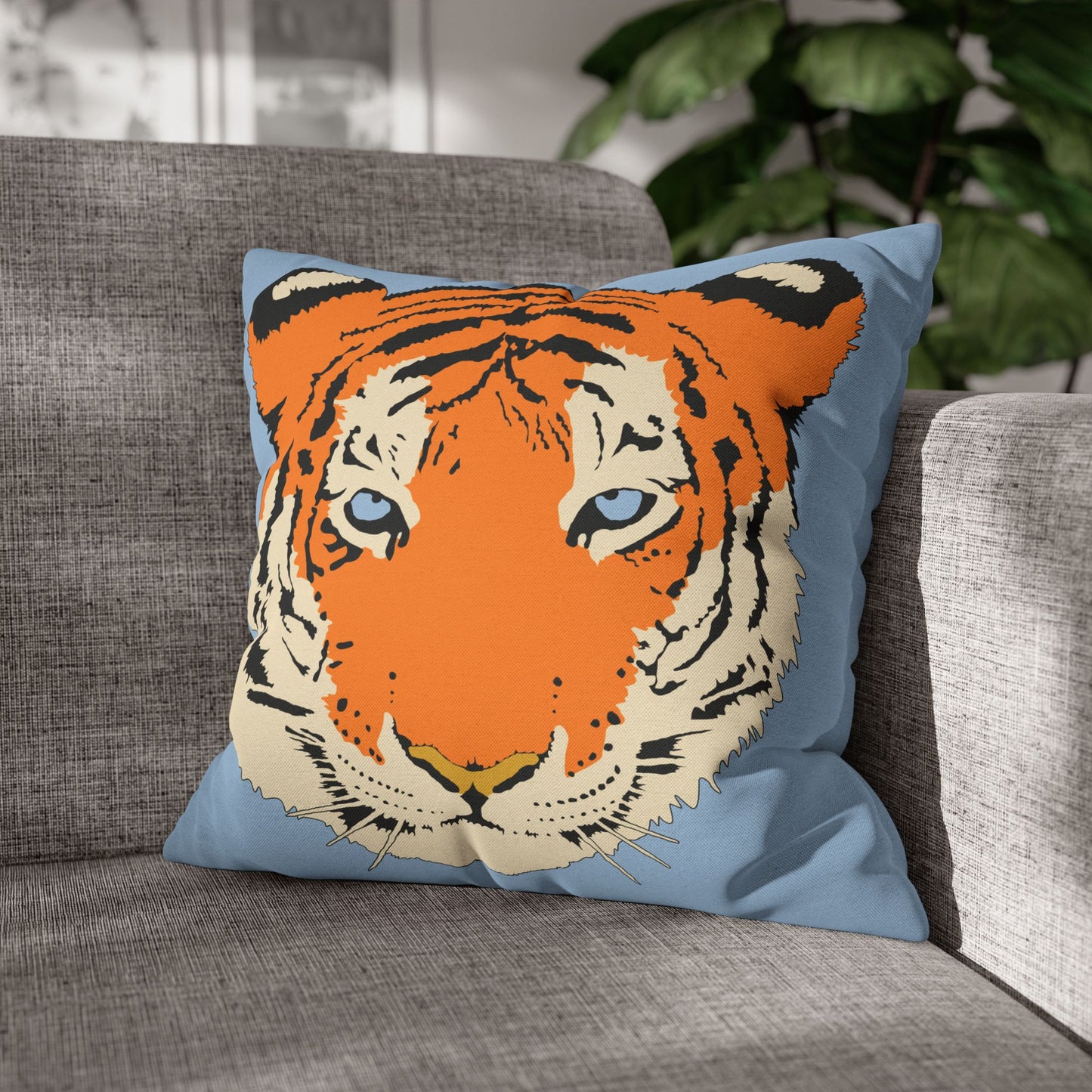 Tiger Blue Pillow Cover