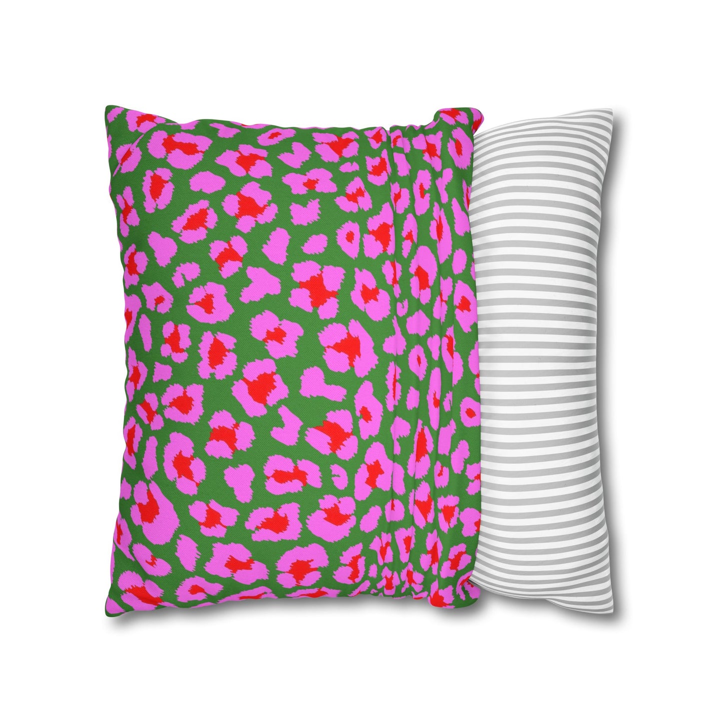 Green and Pink Leopard Print Pillow Cover