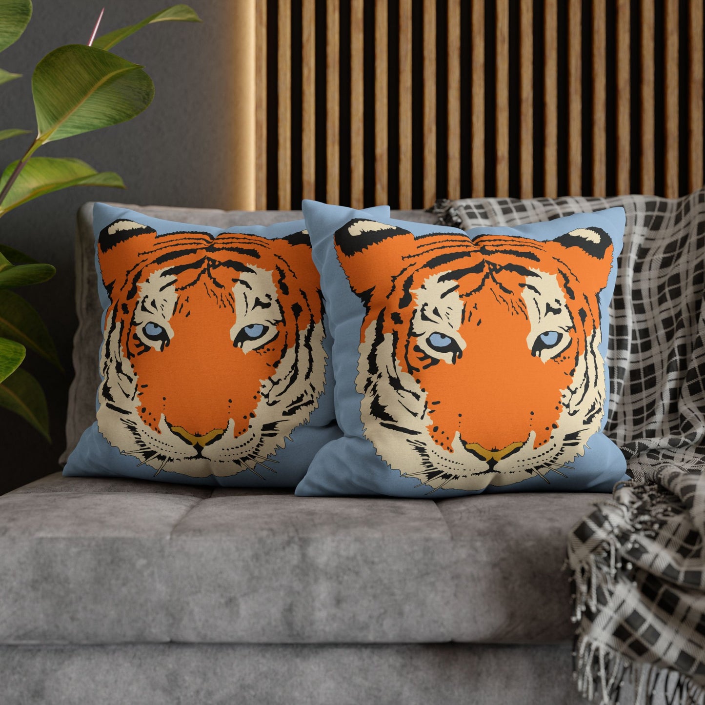 Tiger Blue Pillow Cover