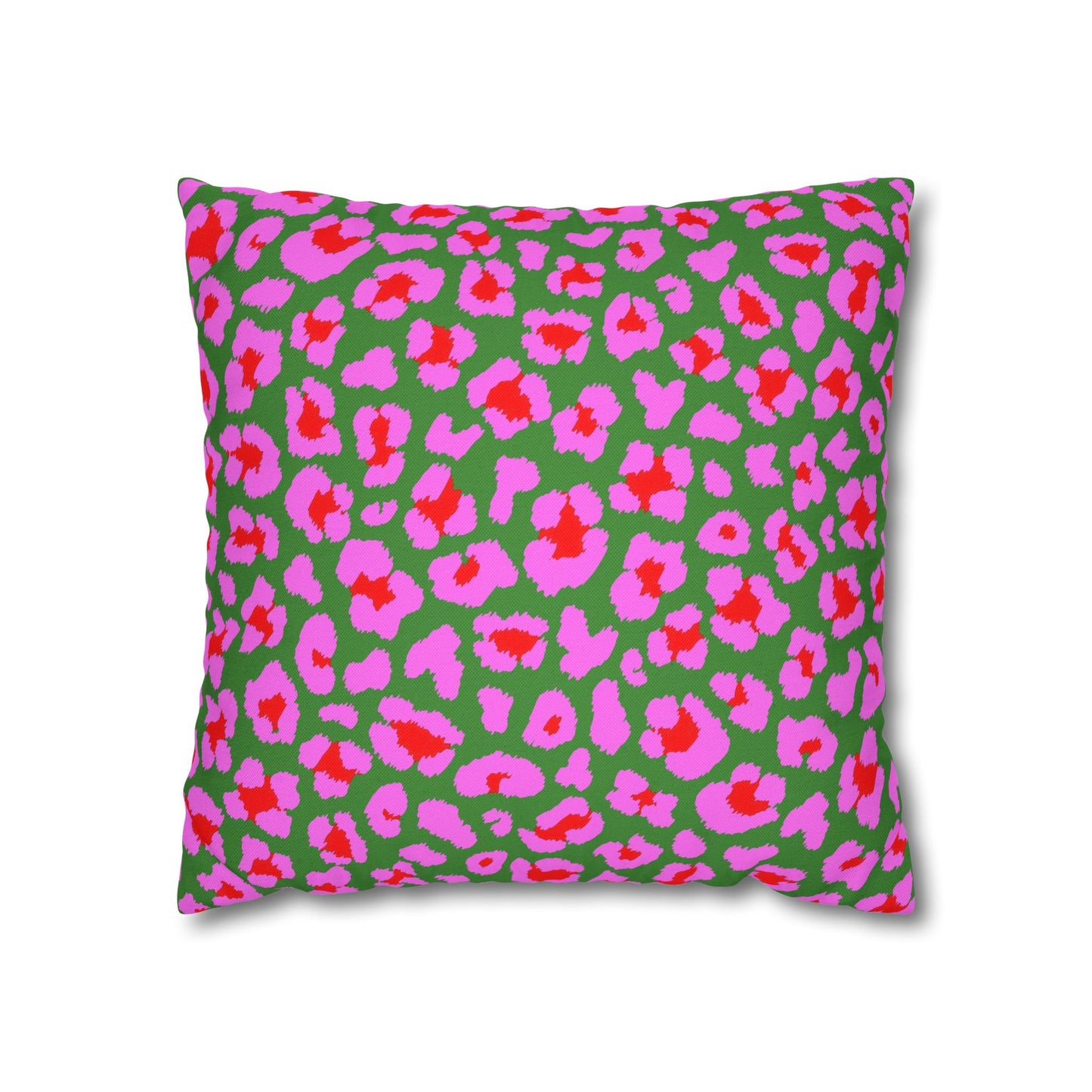 Green and Pink Leopard Print Pillow Cover