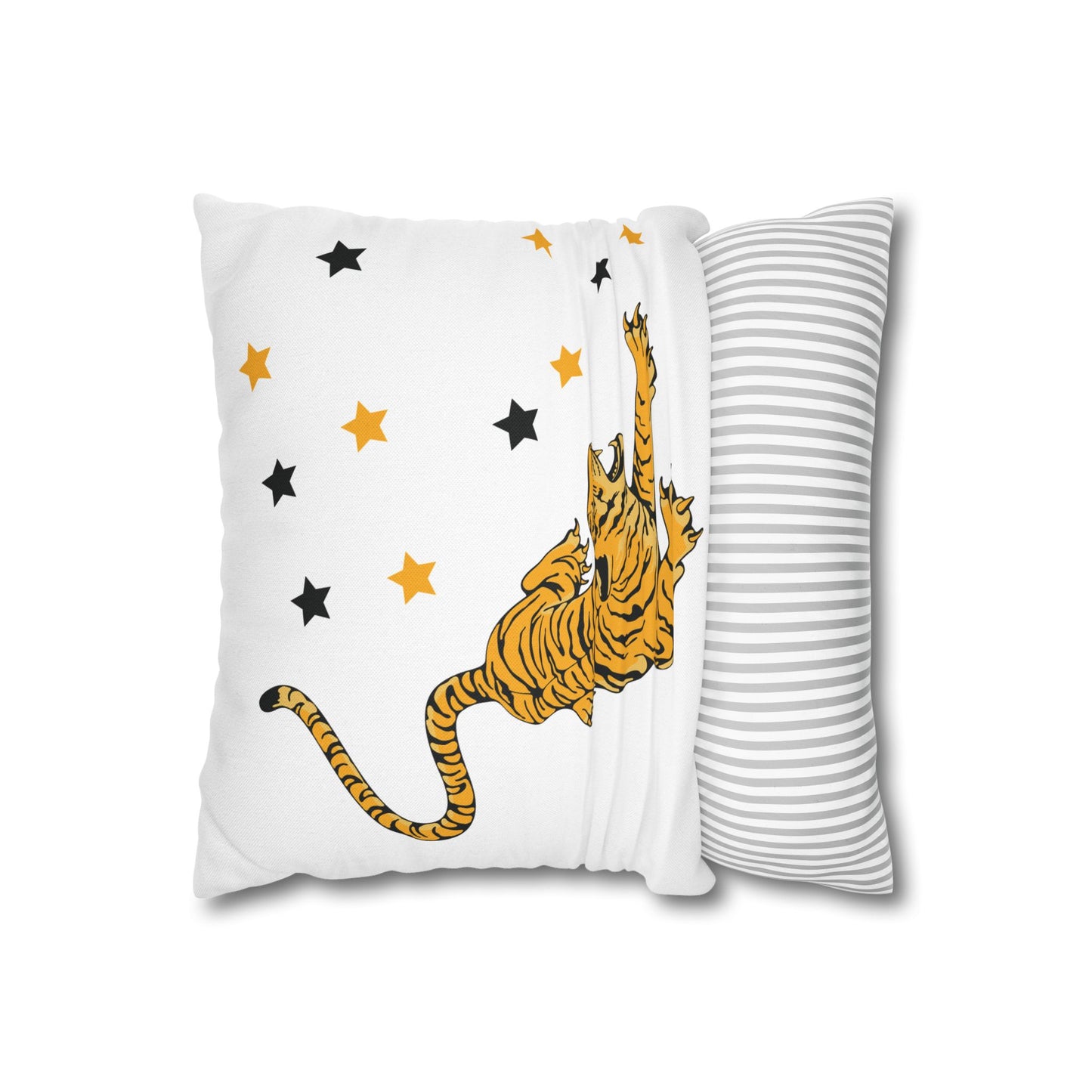 White Tiger Star Night Pillow Cover