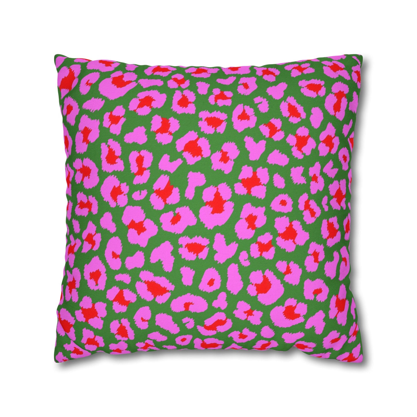 Green and Pink Leopard Print Pillow Cover