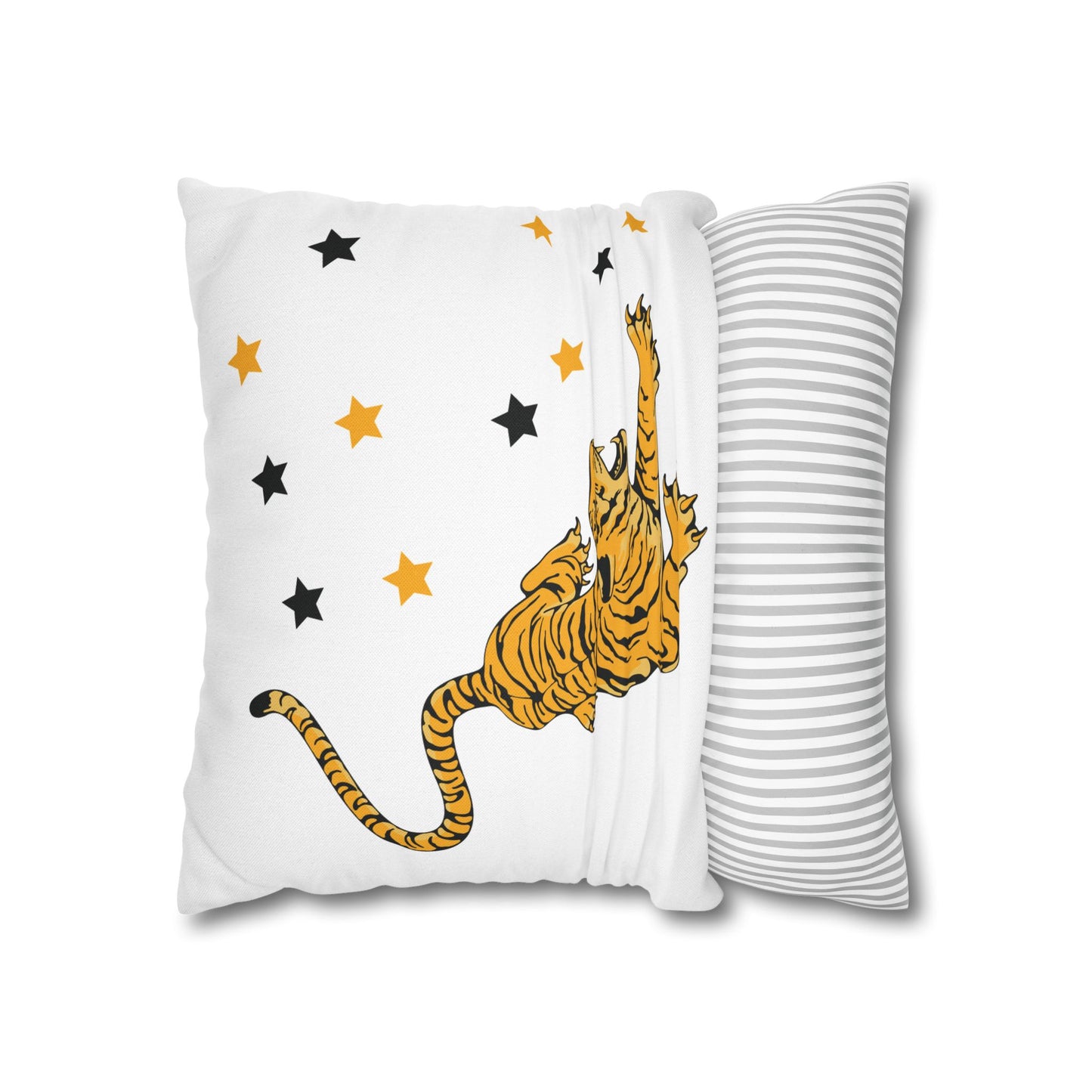 White Tiger Star Night Pillow Cover
