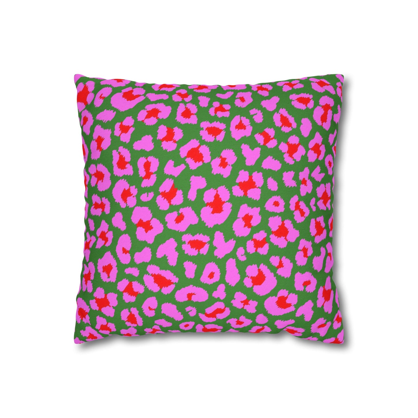 Green and Pink Leopard Print Pillow Cover