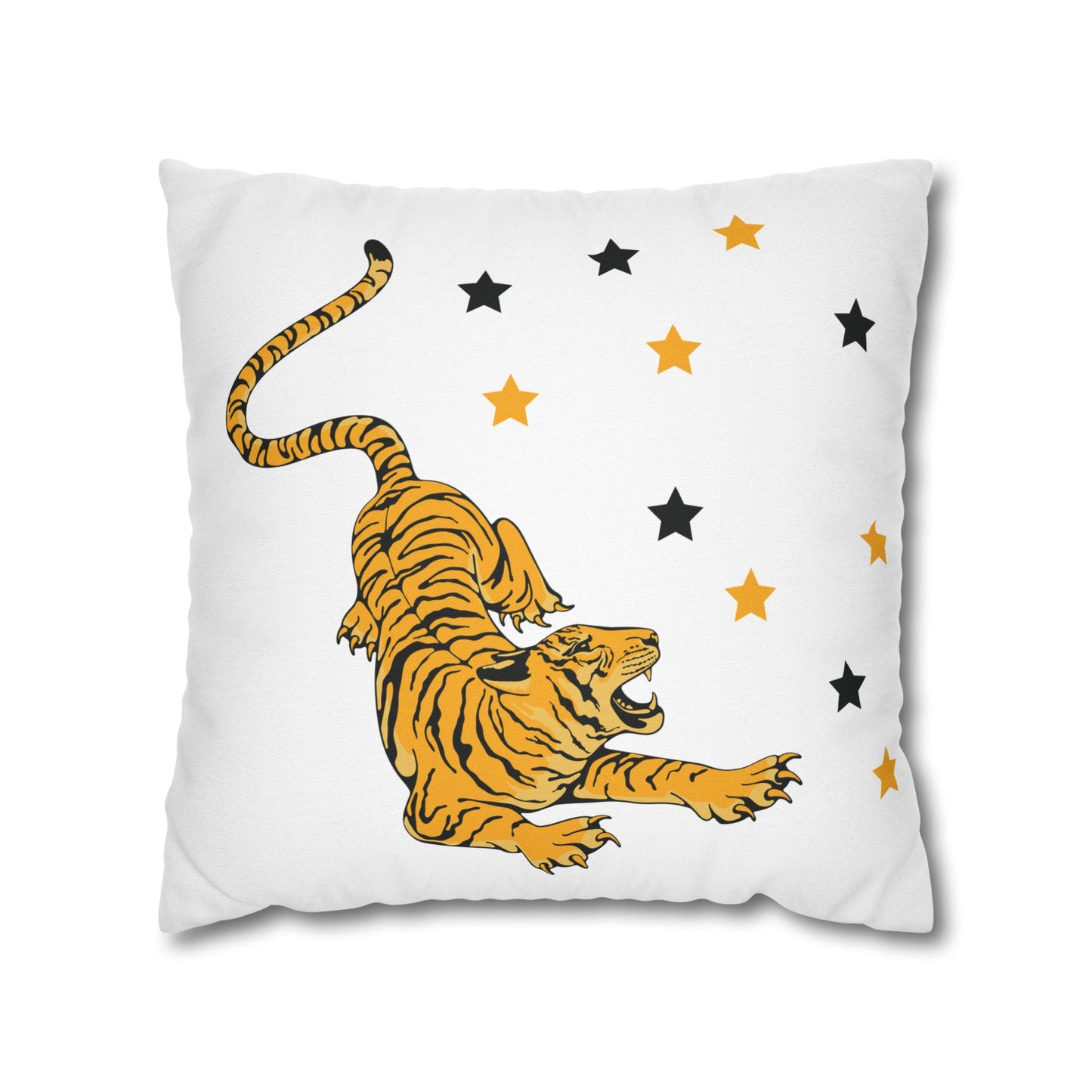 White Tiger Star Night Pillow Cover