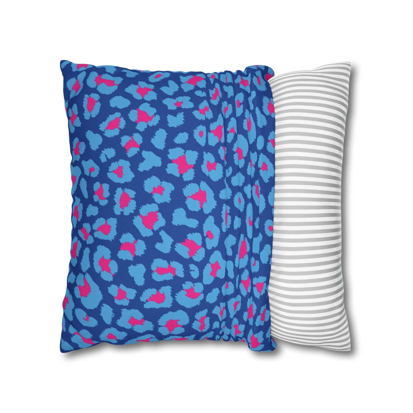 Blue's and Pink Leopard Print Pillow Cover