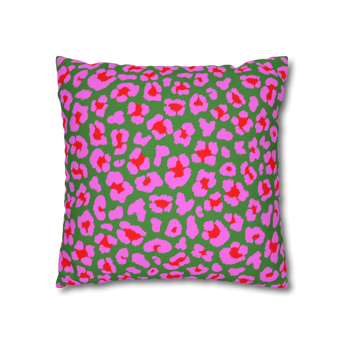 Green and Pink Leopard Print Pillow Cover