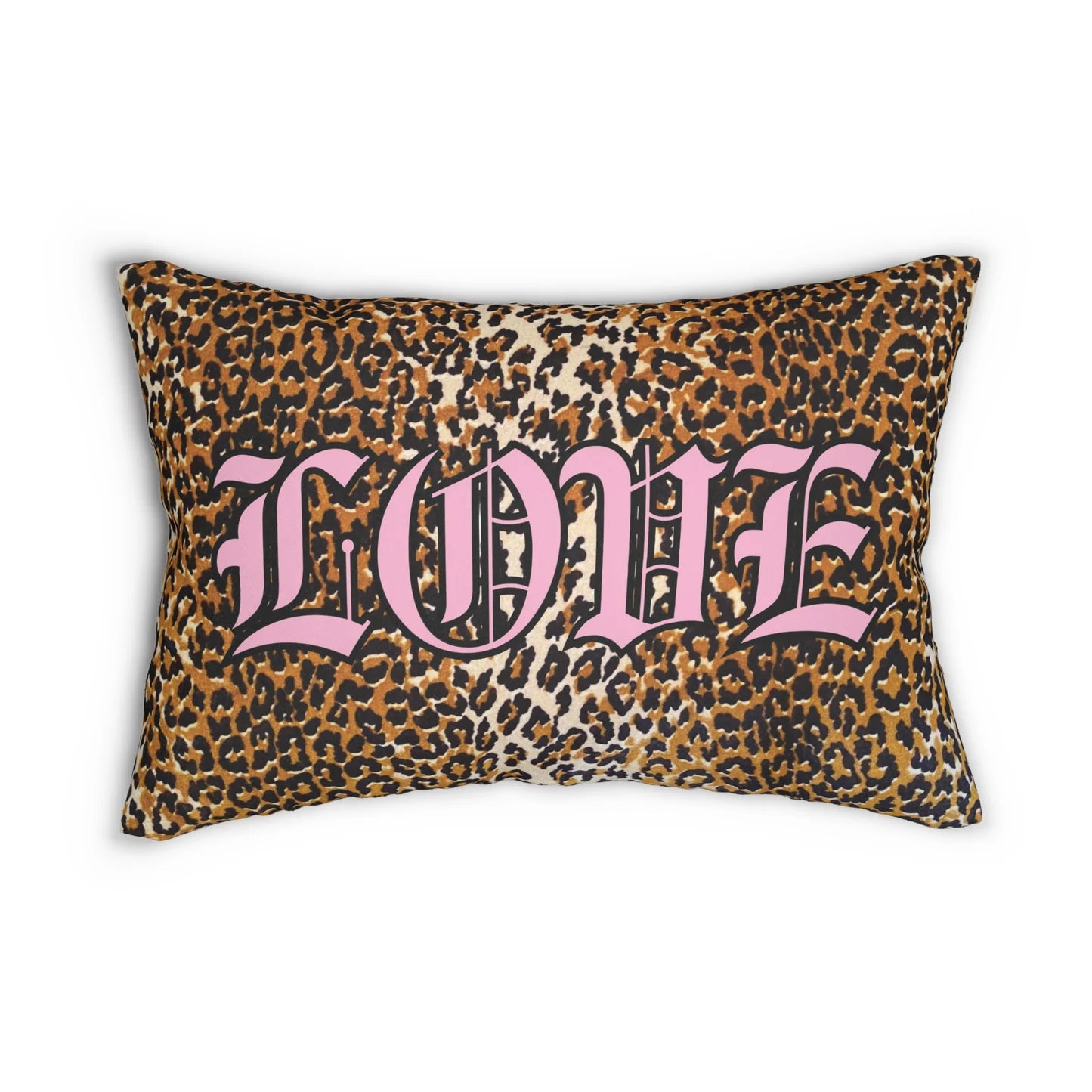 Pink Gothic LOVE Leopard Lumbar Pillow