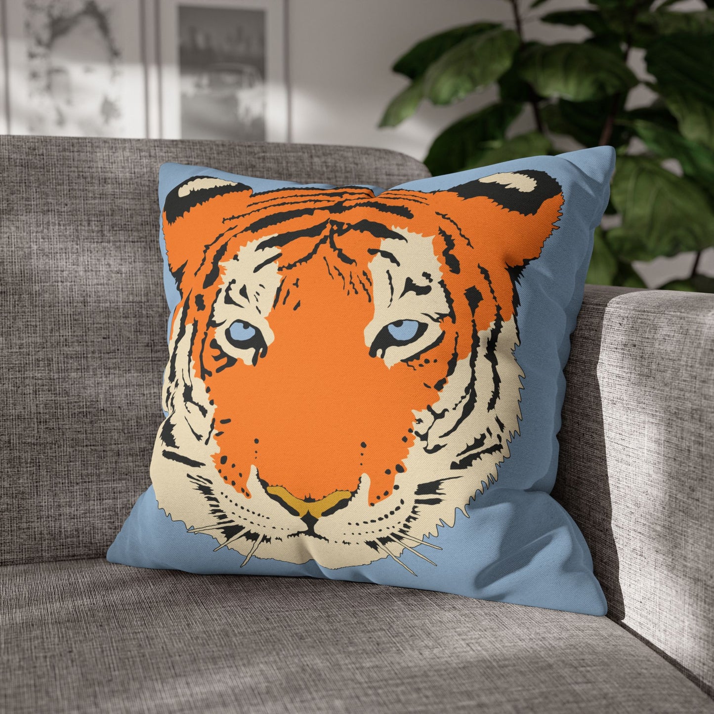 Tiger Blue Pillow Cover