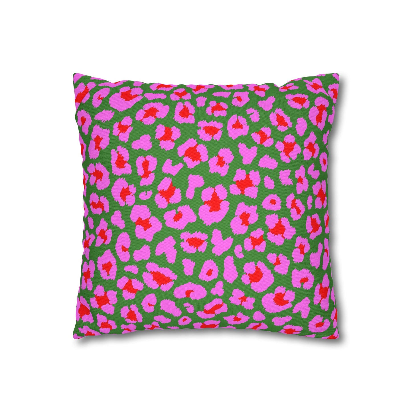 Green and Pink Leopard Print Pillow Cover