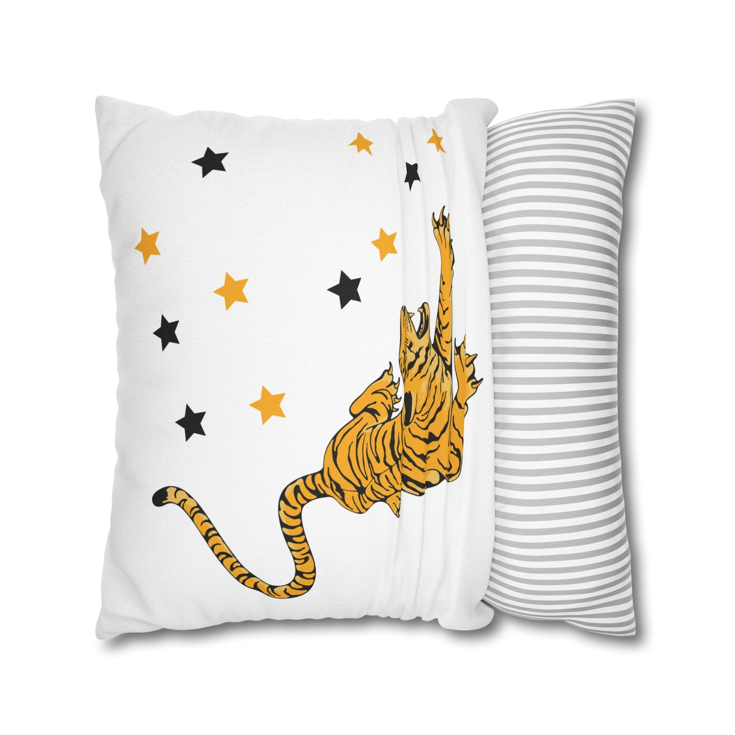 White Tiger Star Night Pillow Cover
