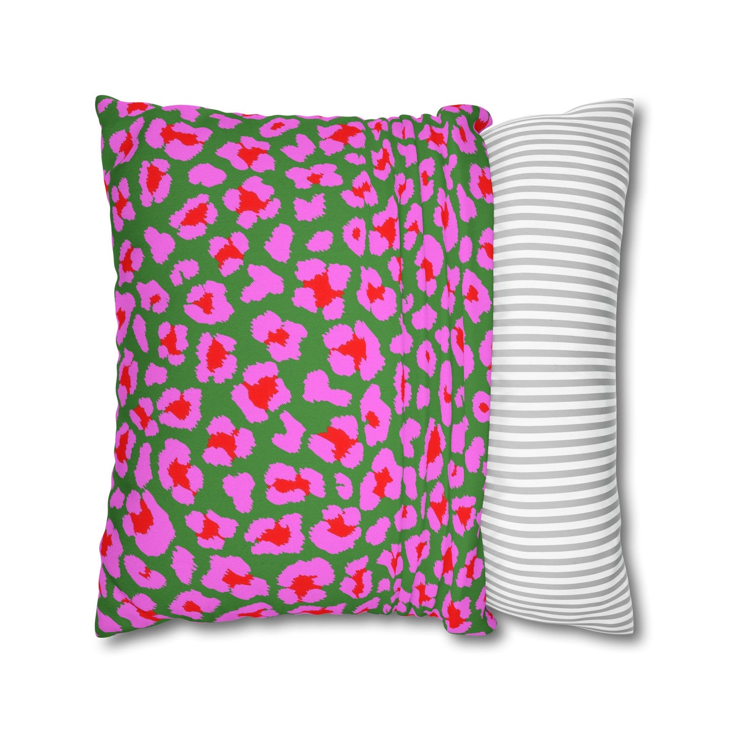 Green and Pink Leopard Print Pillow Cover