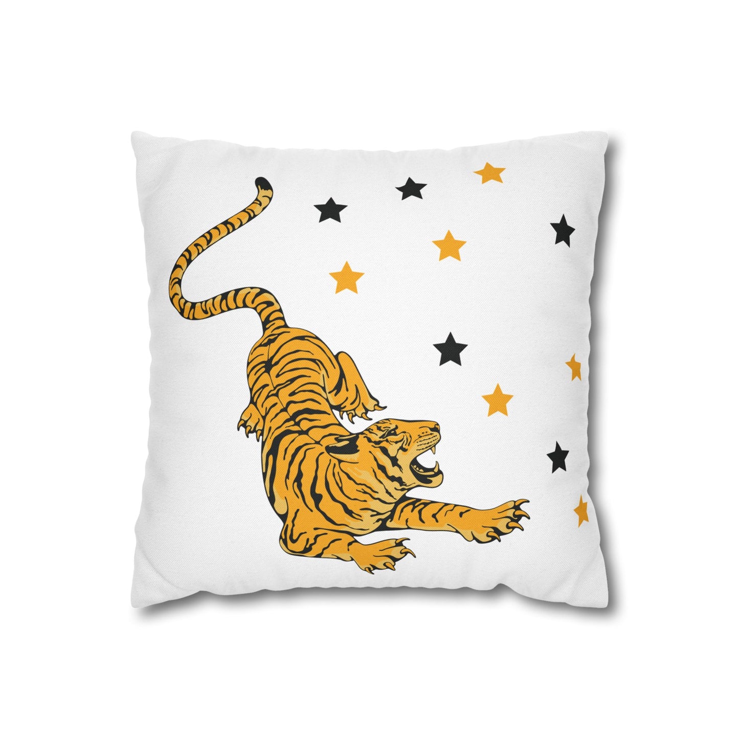 White Tiger Star Night Pillow Cover