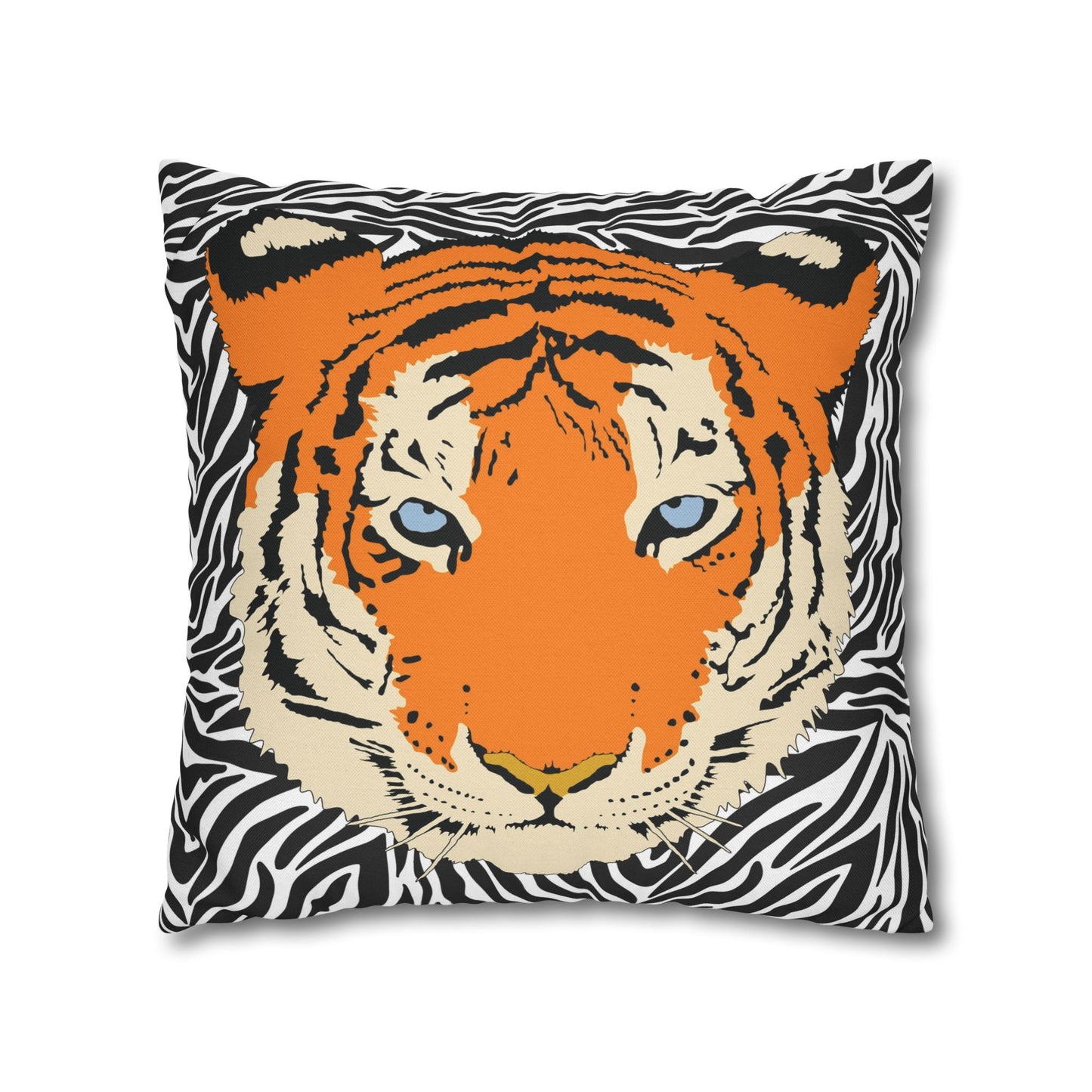 Tiger & Black Tiger Stripes Throw Pillow Cover
