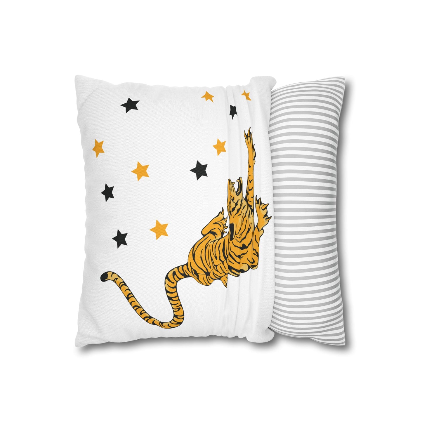 White Tiger Star Night Pillow Cover