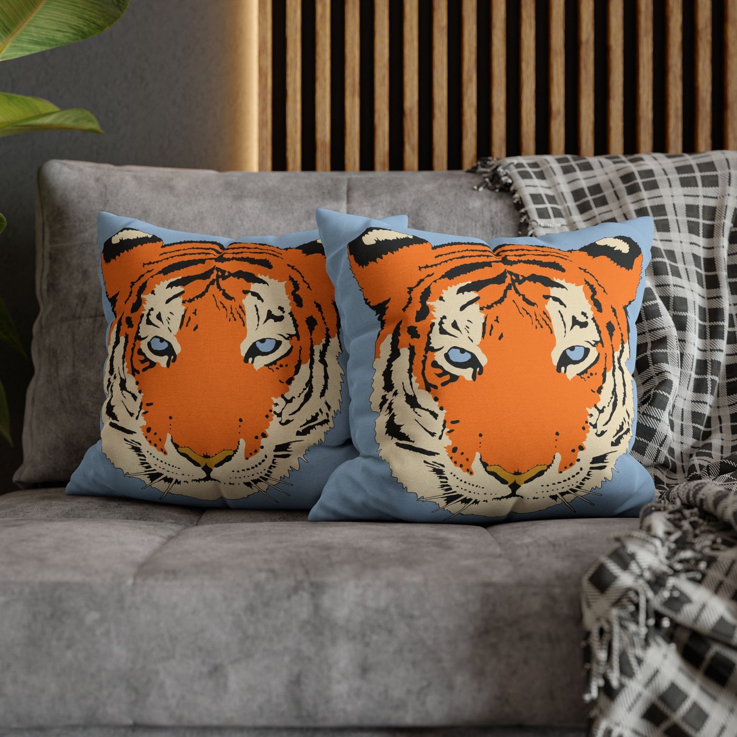 Tiger Blue Pillow Cover