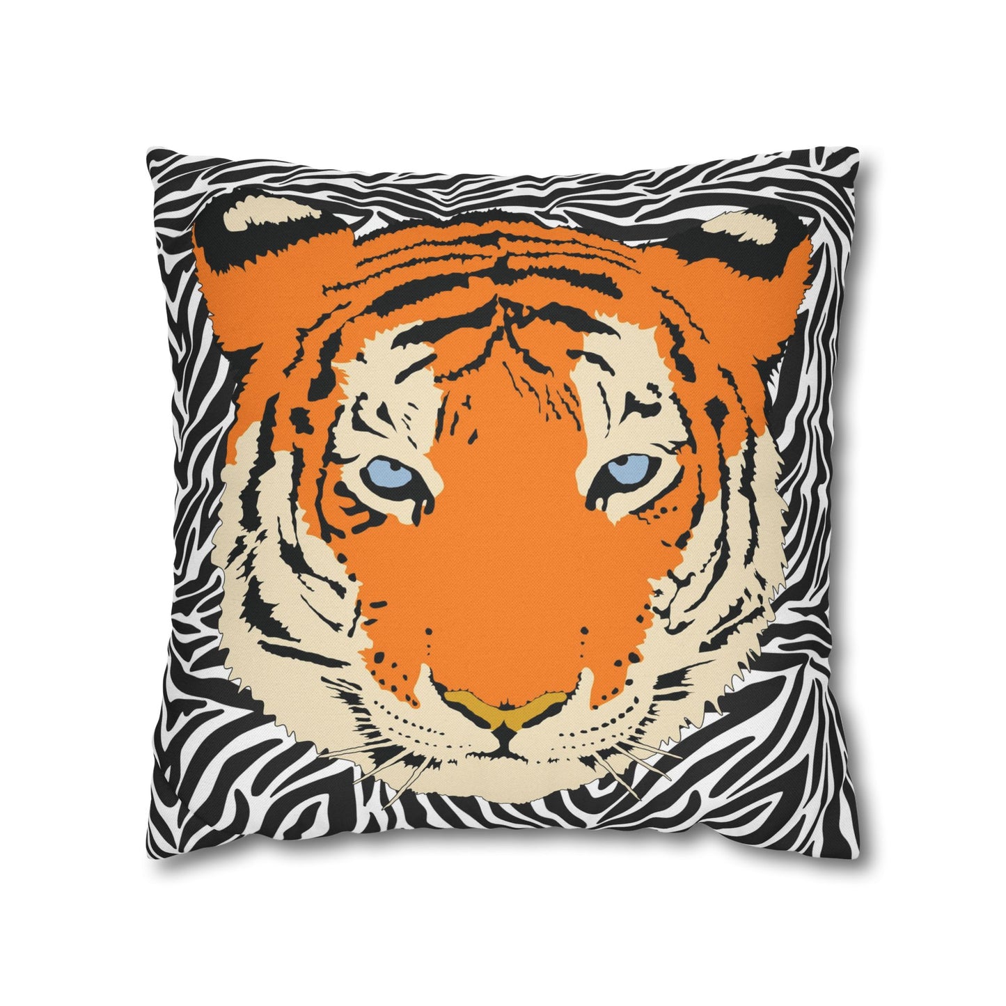 Tiger & Black Tiger Stripes Throw Pillow Cover