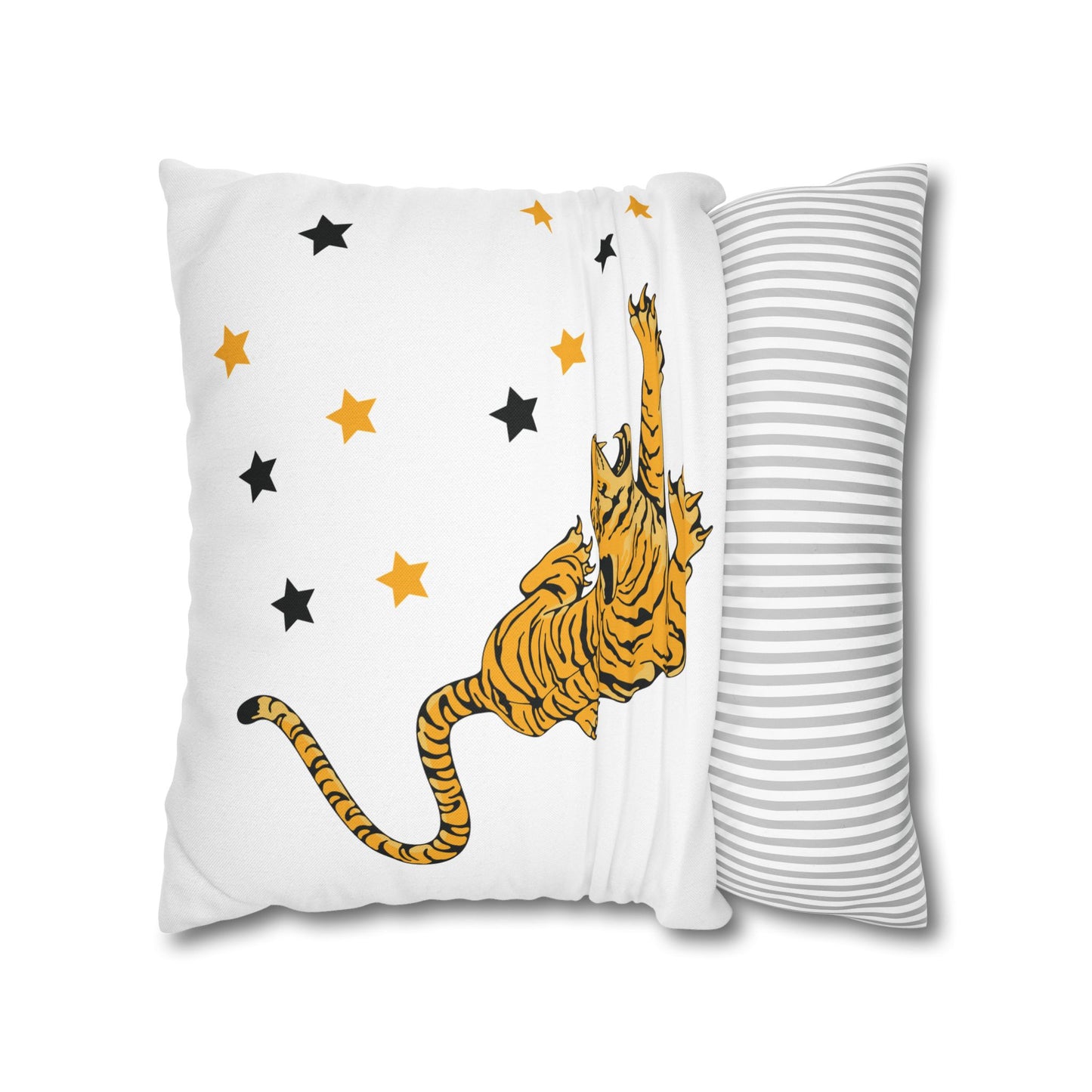 White Tiger Star Night Pillow Cover