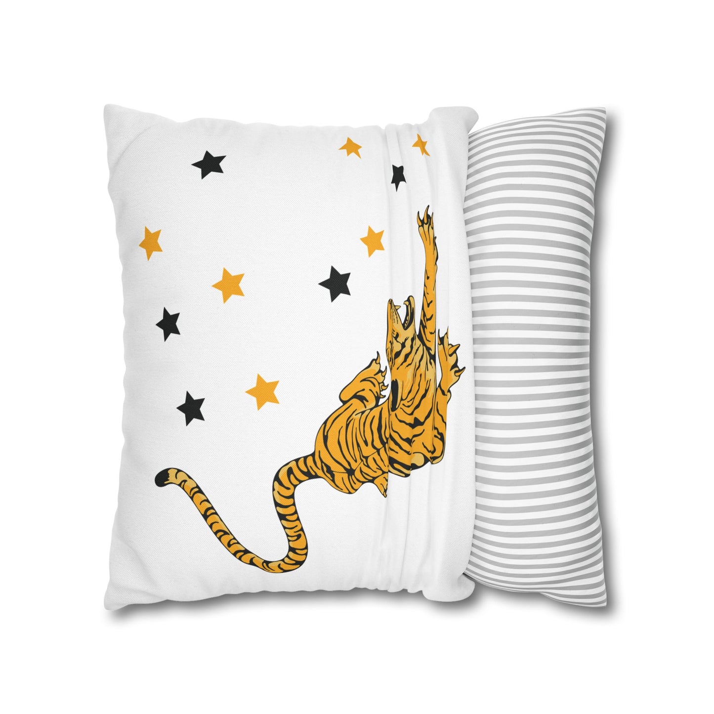 White Tiger Star Night Pillow Cover