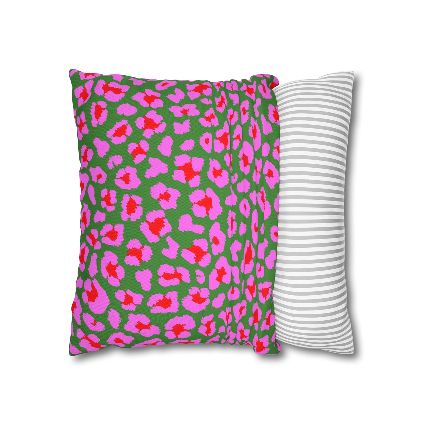 Green and Pink Leopard Print Pillow Cover