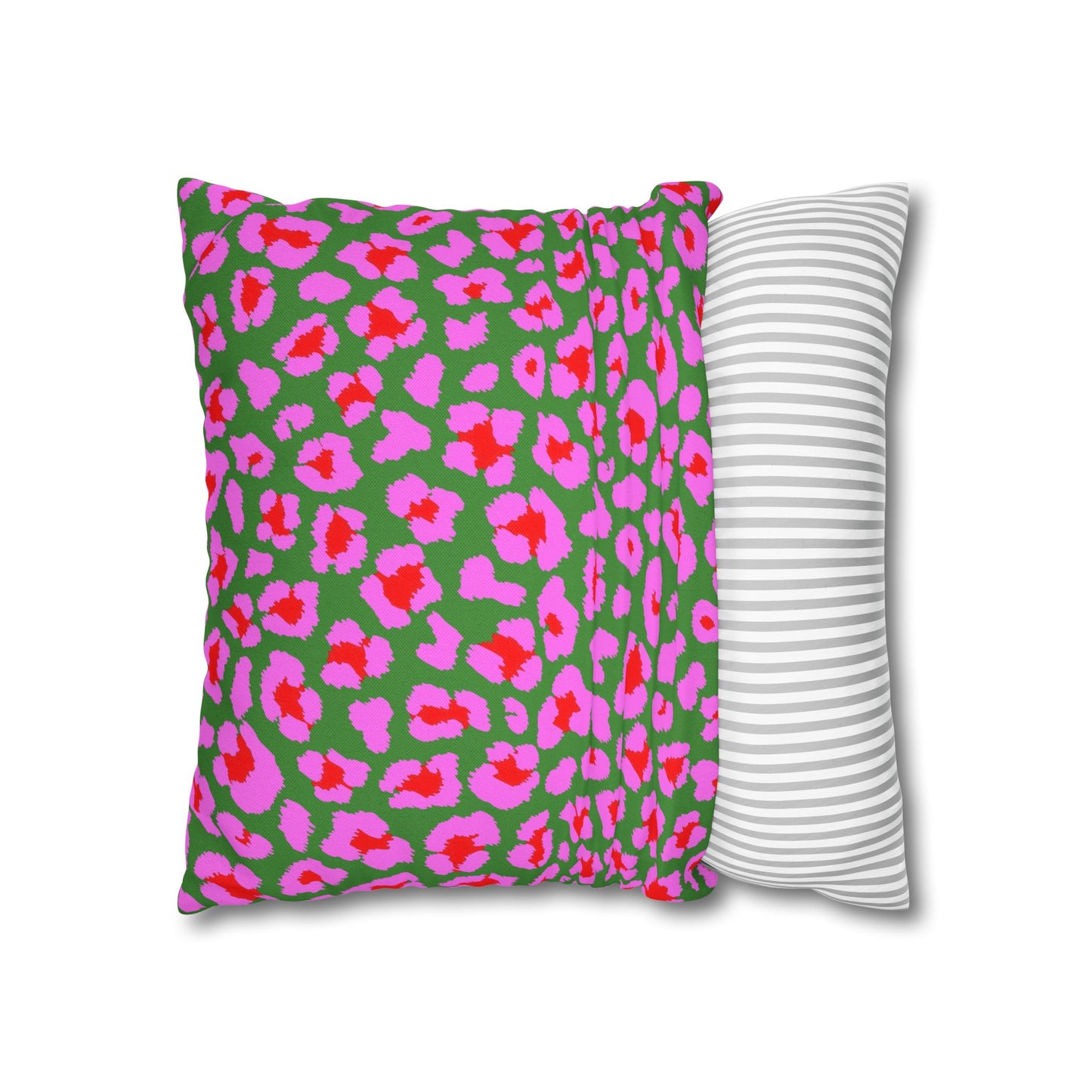 Green and Pink Leopard Print Pillow Cover