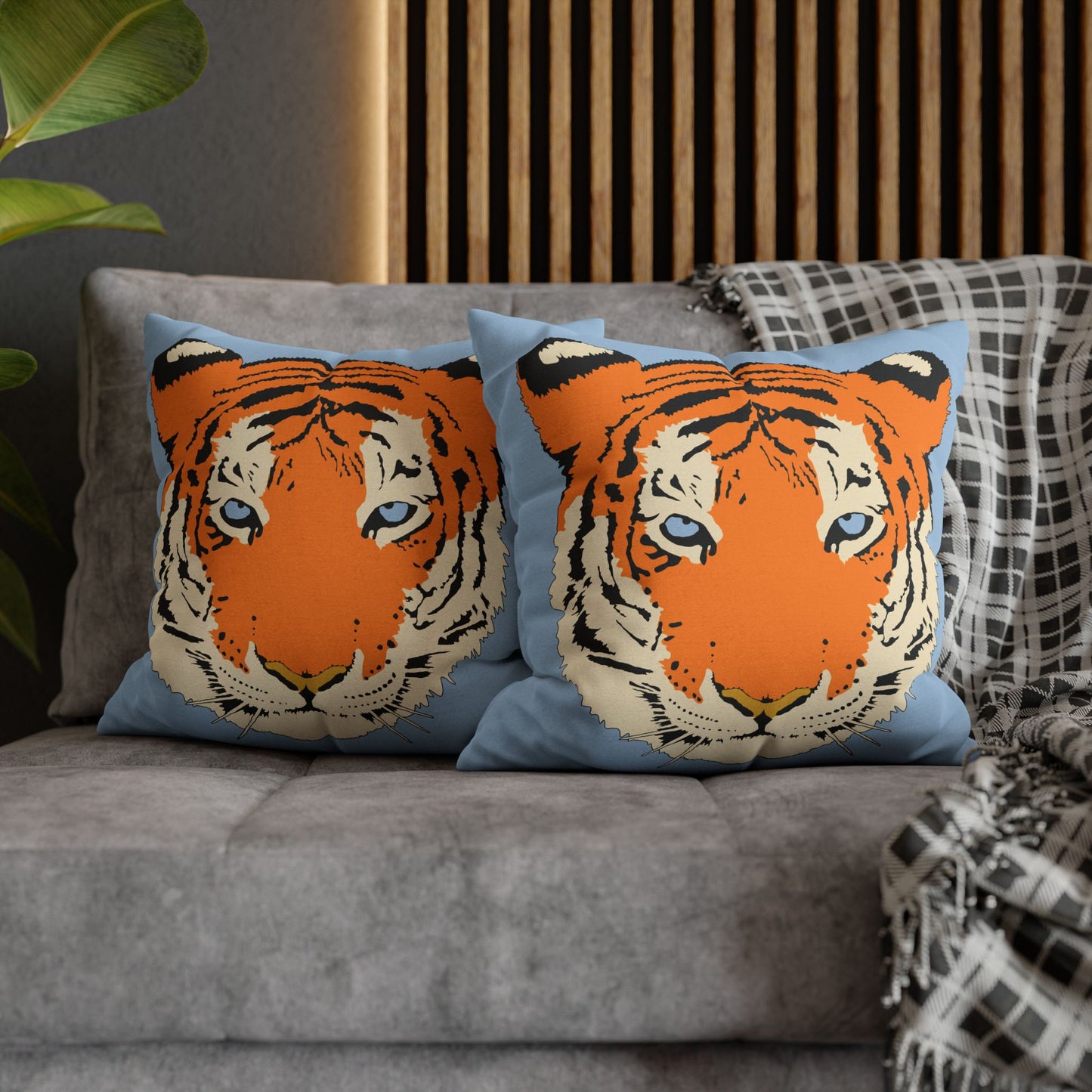 Tiger Blue Pillow Cover