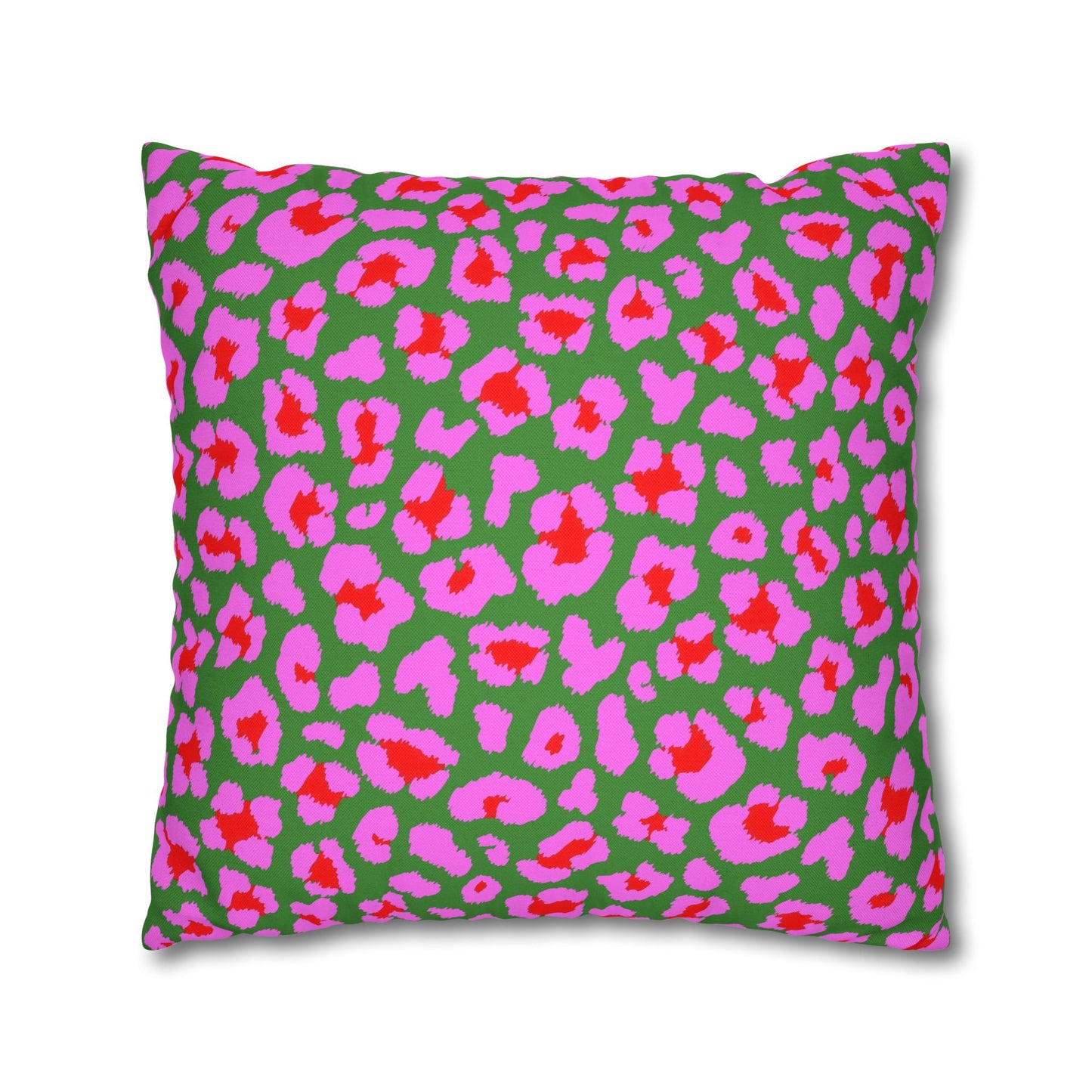 Green and Pink Leopard Print Pillow Cover