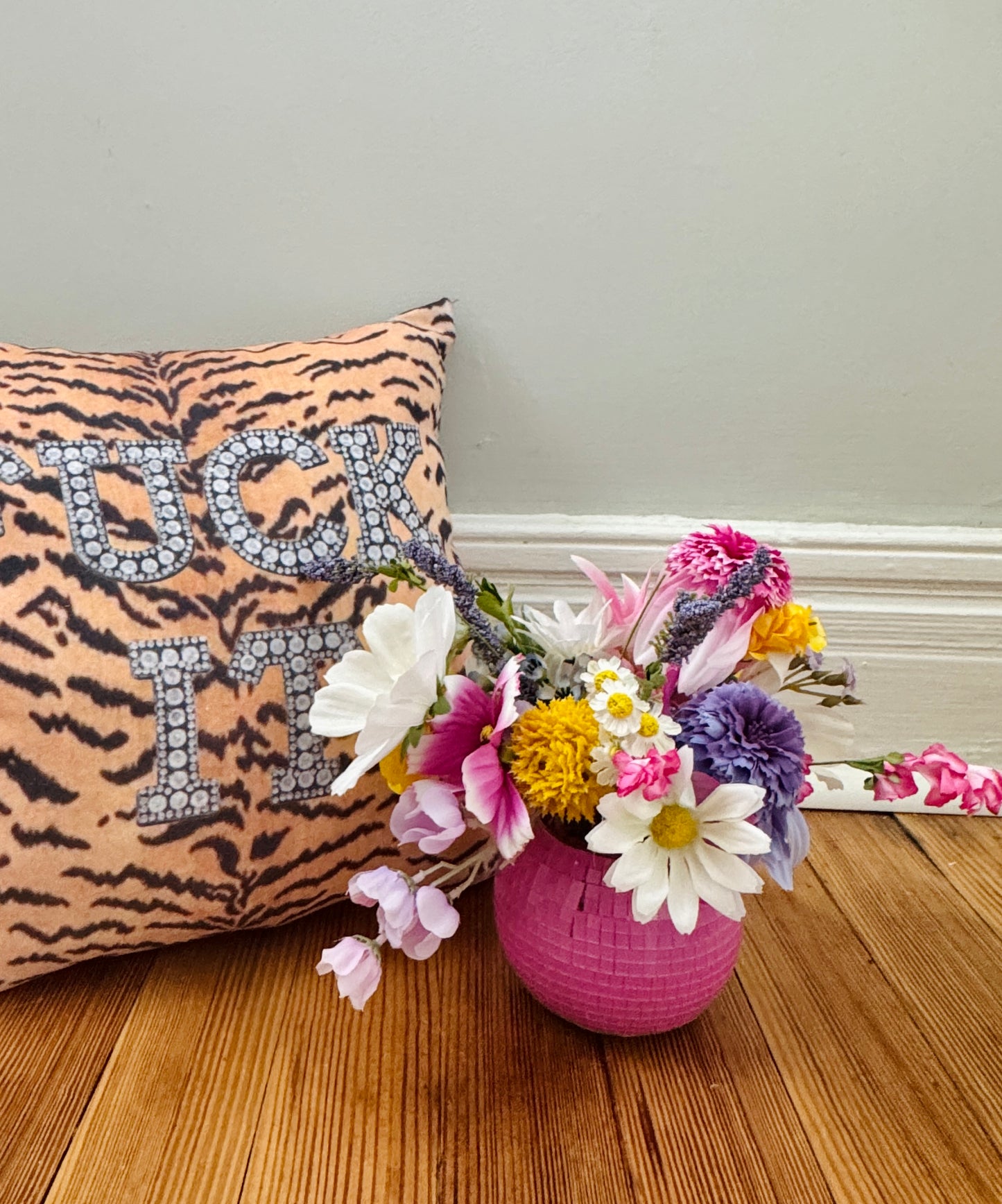 The "Josie Mae" WILDflower Disco Arrangement in Pink Vase, Small