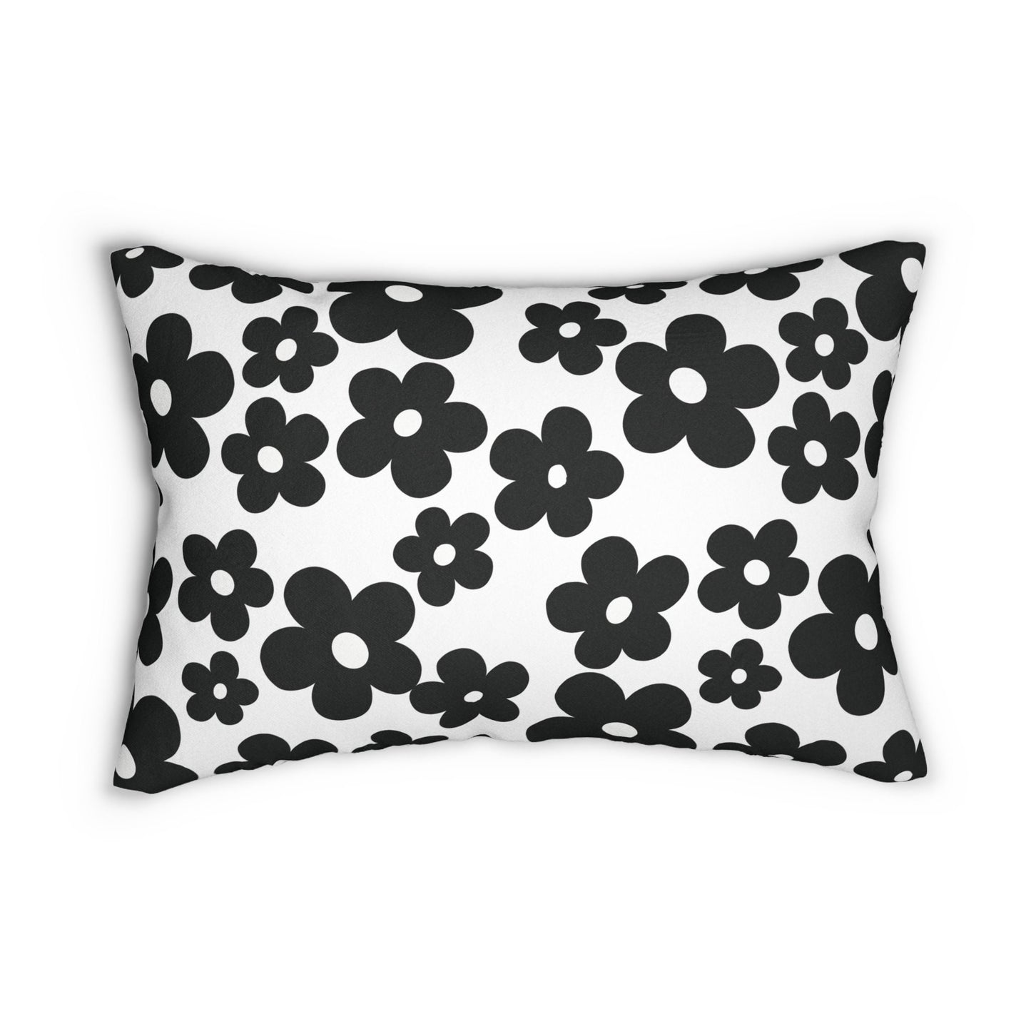 Black Mod Daisies Pillow
