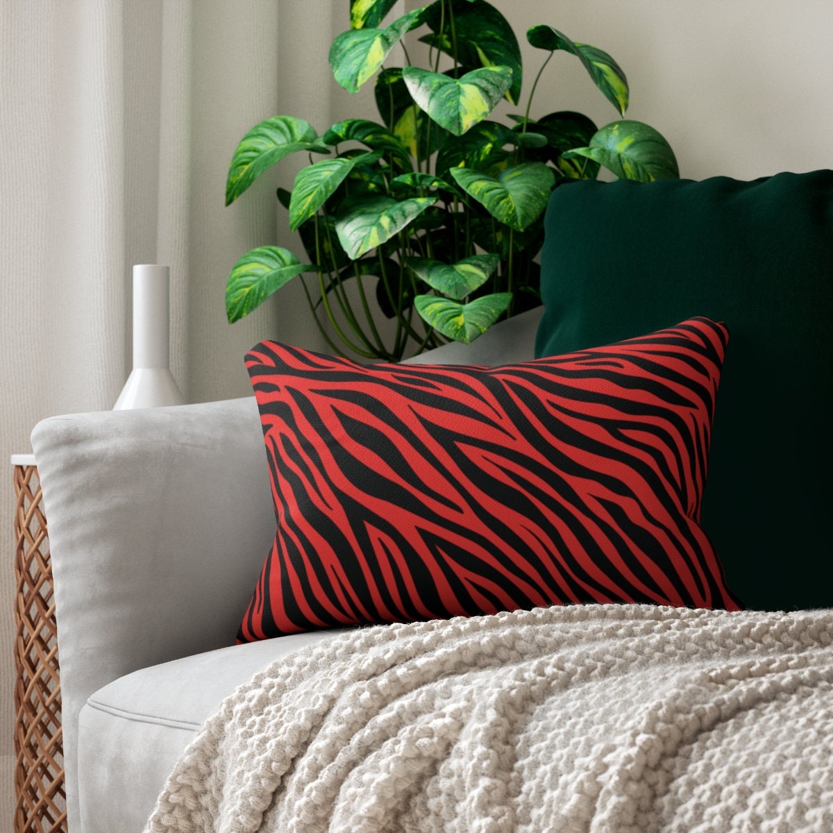 Red Zebra Lumbar Pillow