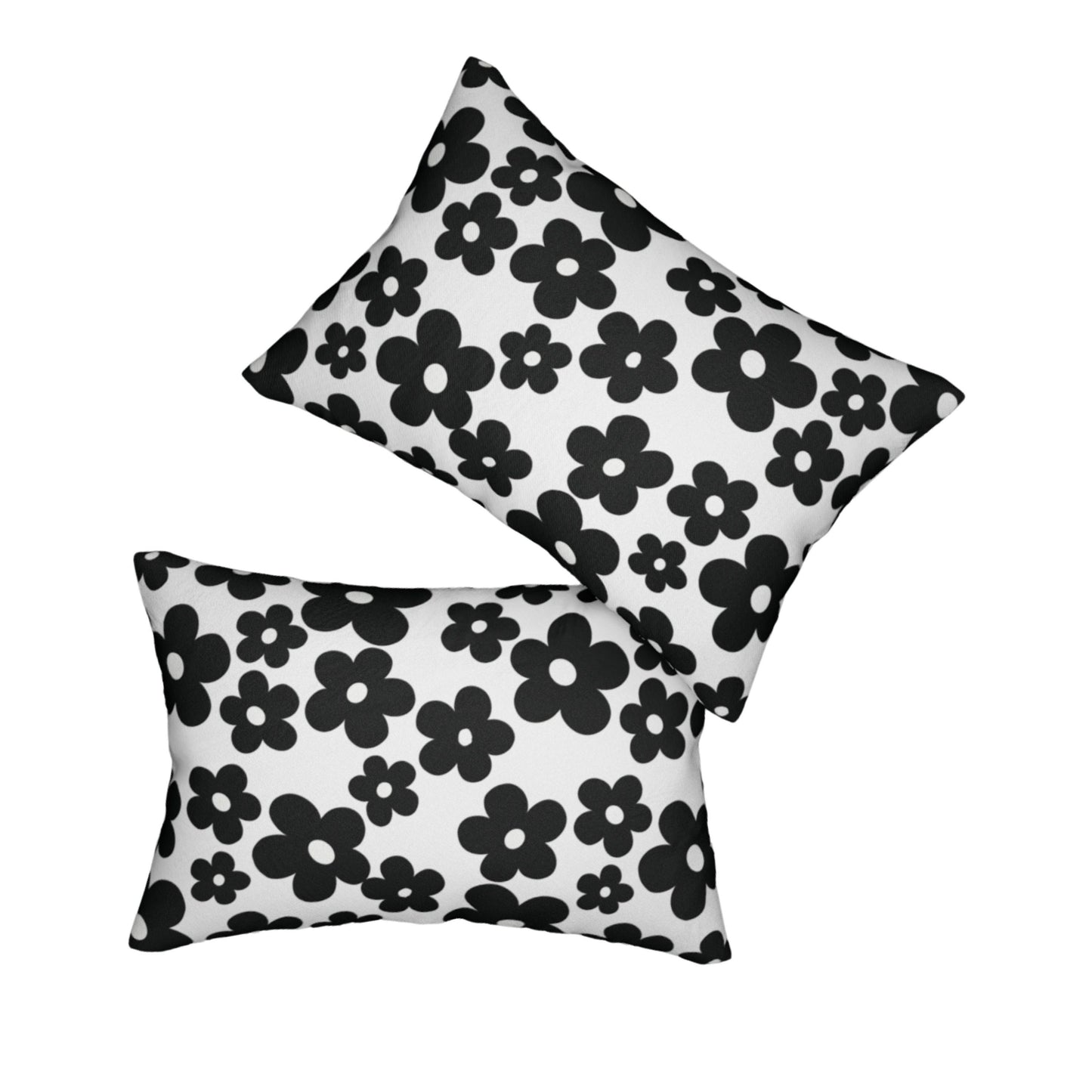Black Mod Daisies Pillow