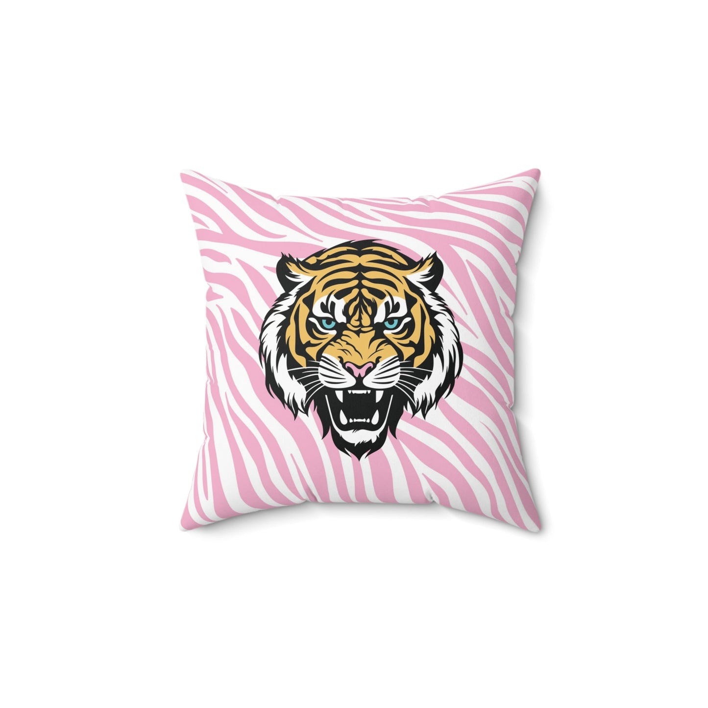 Pink Tiger Print Square Pillow