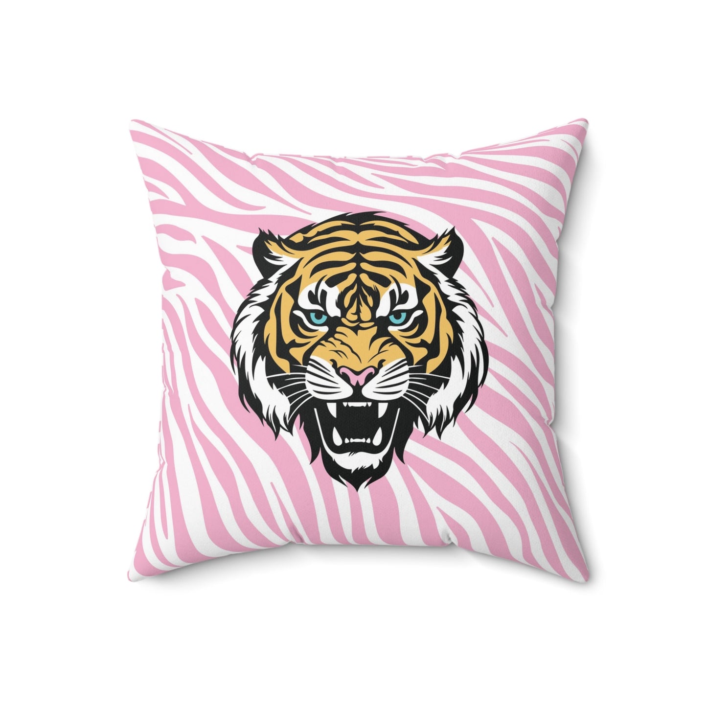 Pink Tiger Print Square Pillow