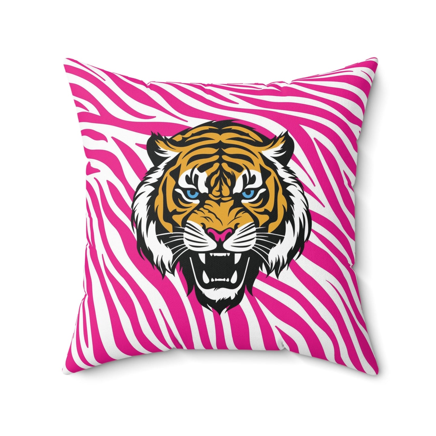Hot Pink Striped Tiger Pillow