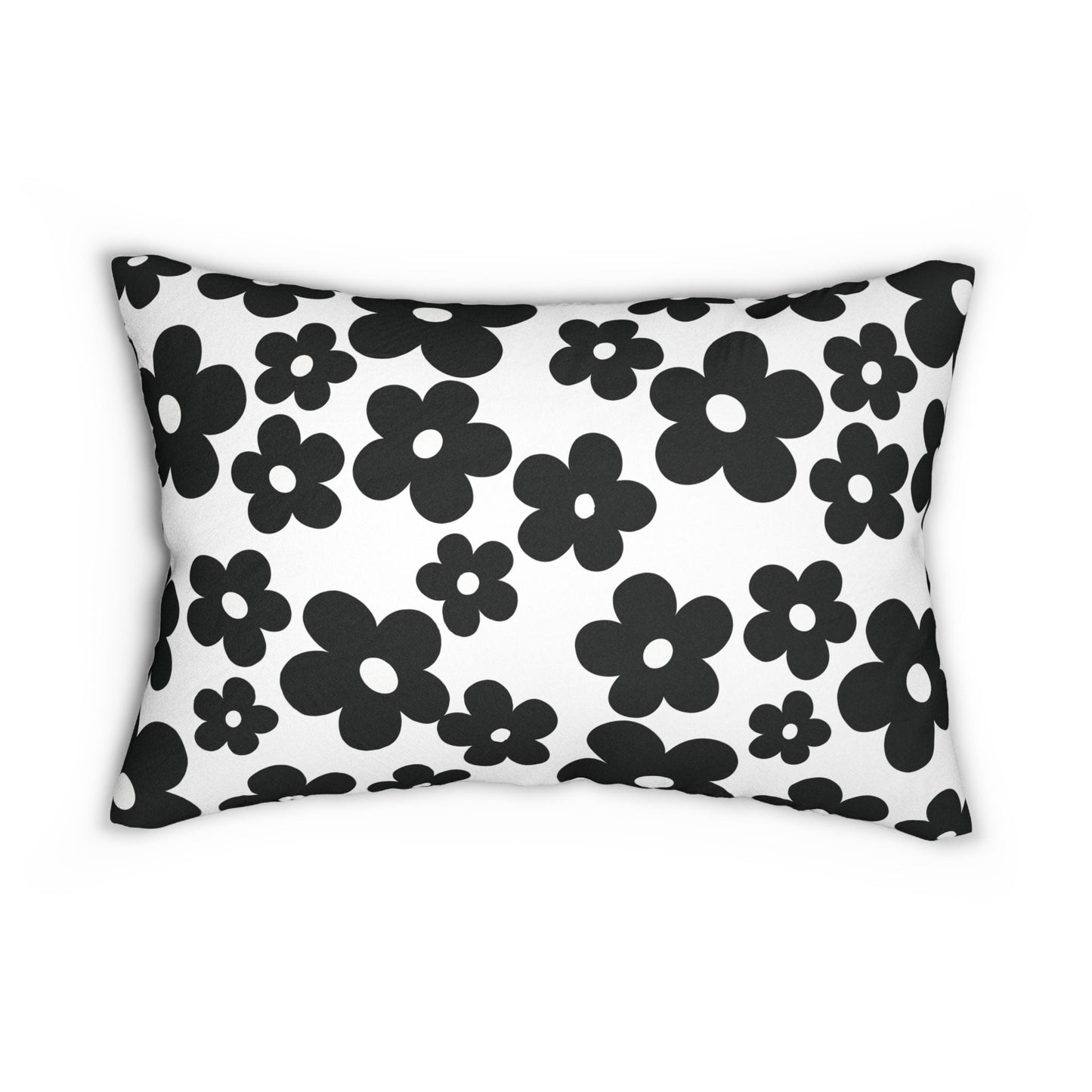 Black Mod Daisies Pillow