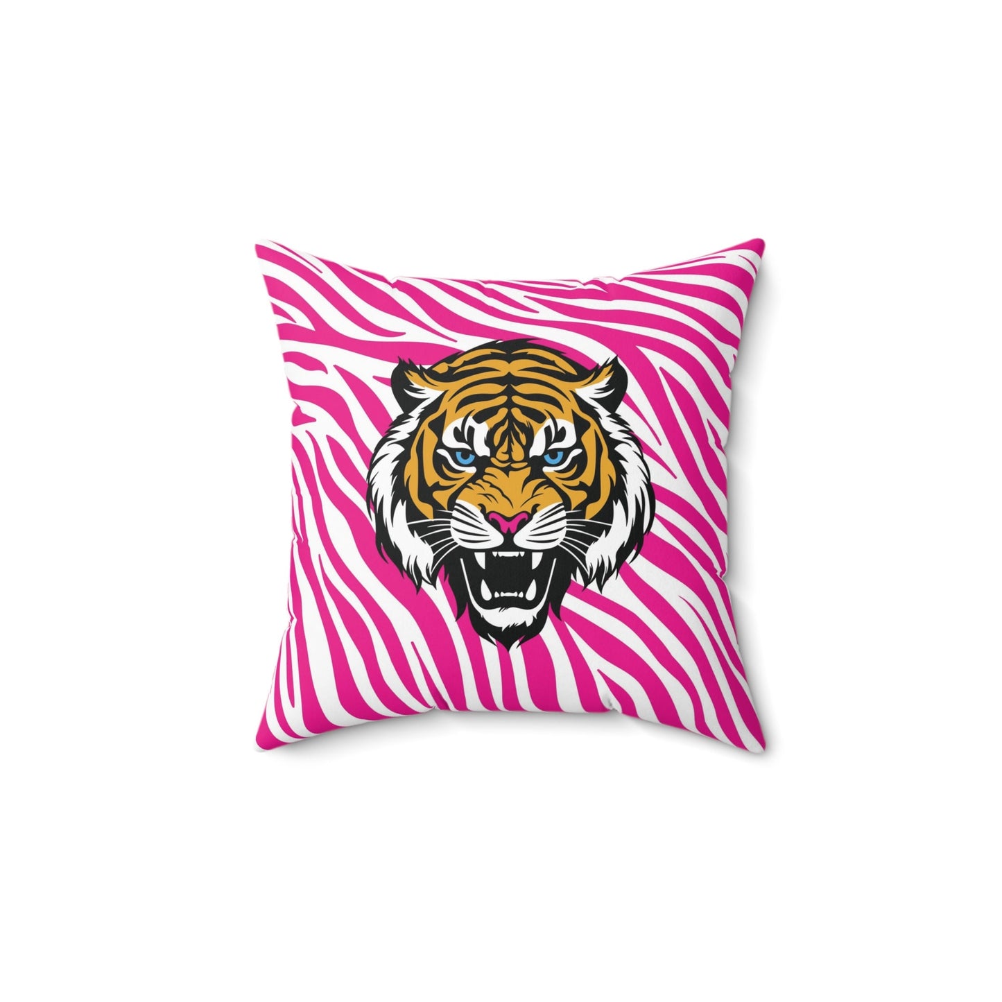 Hot Pink Striped Tiger Pillow