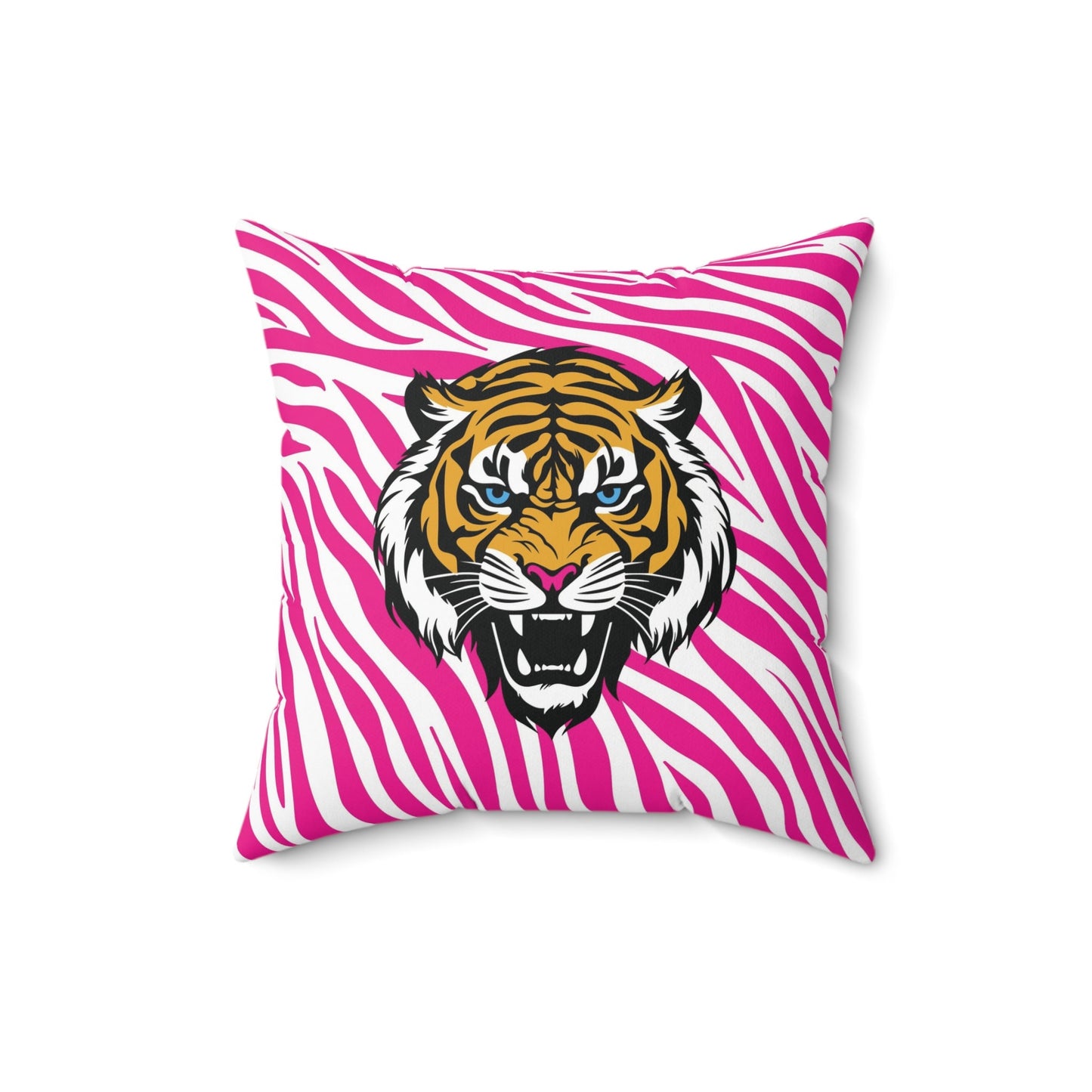 Hot Pink Striped Tiger Pillow